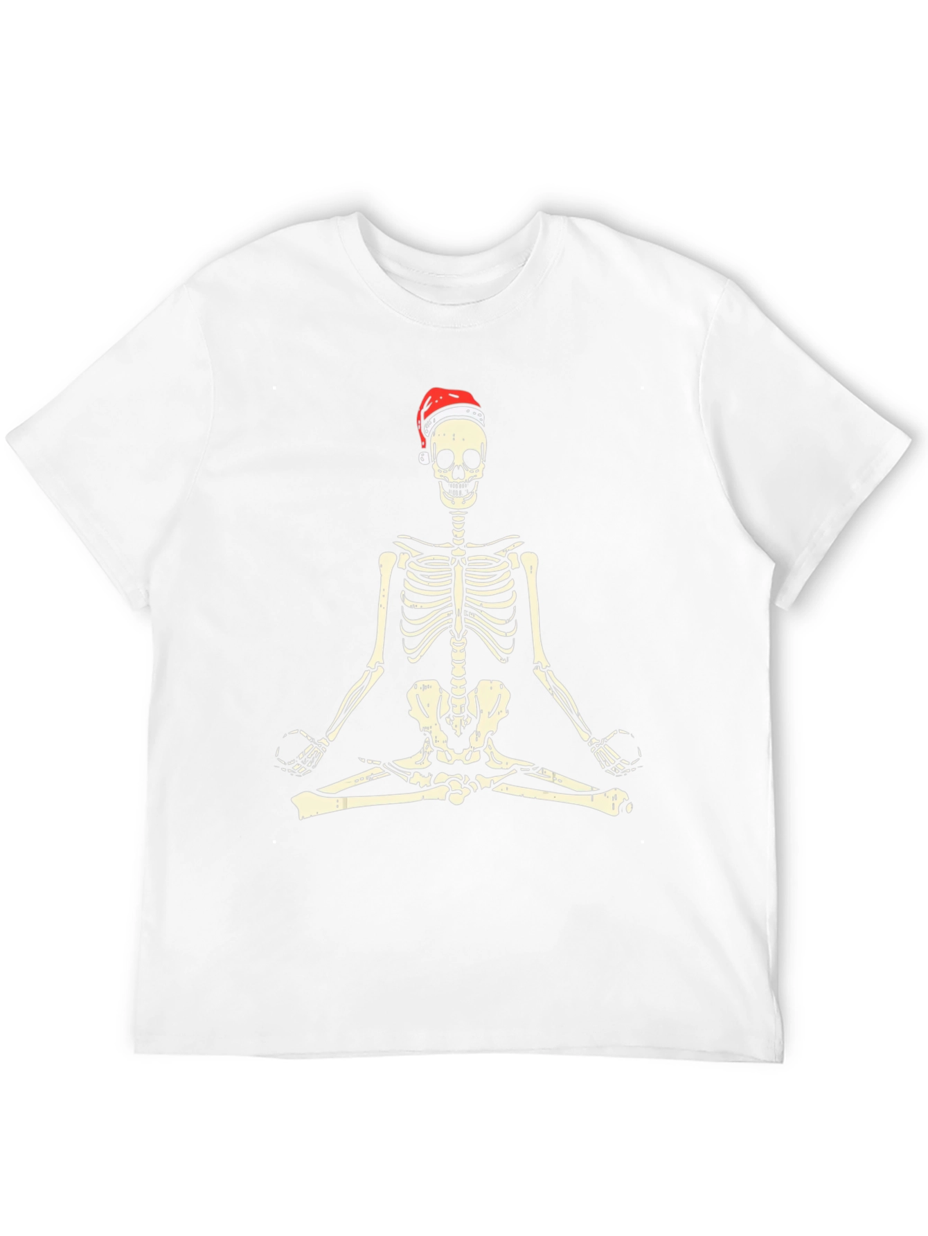Black Meditating Skeleton Santa Hat T-Shirt view 12
