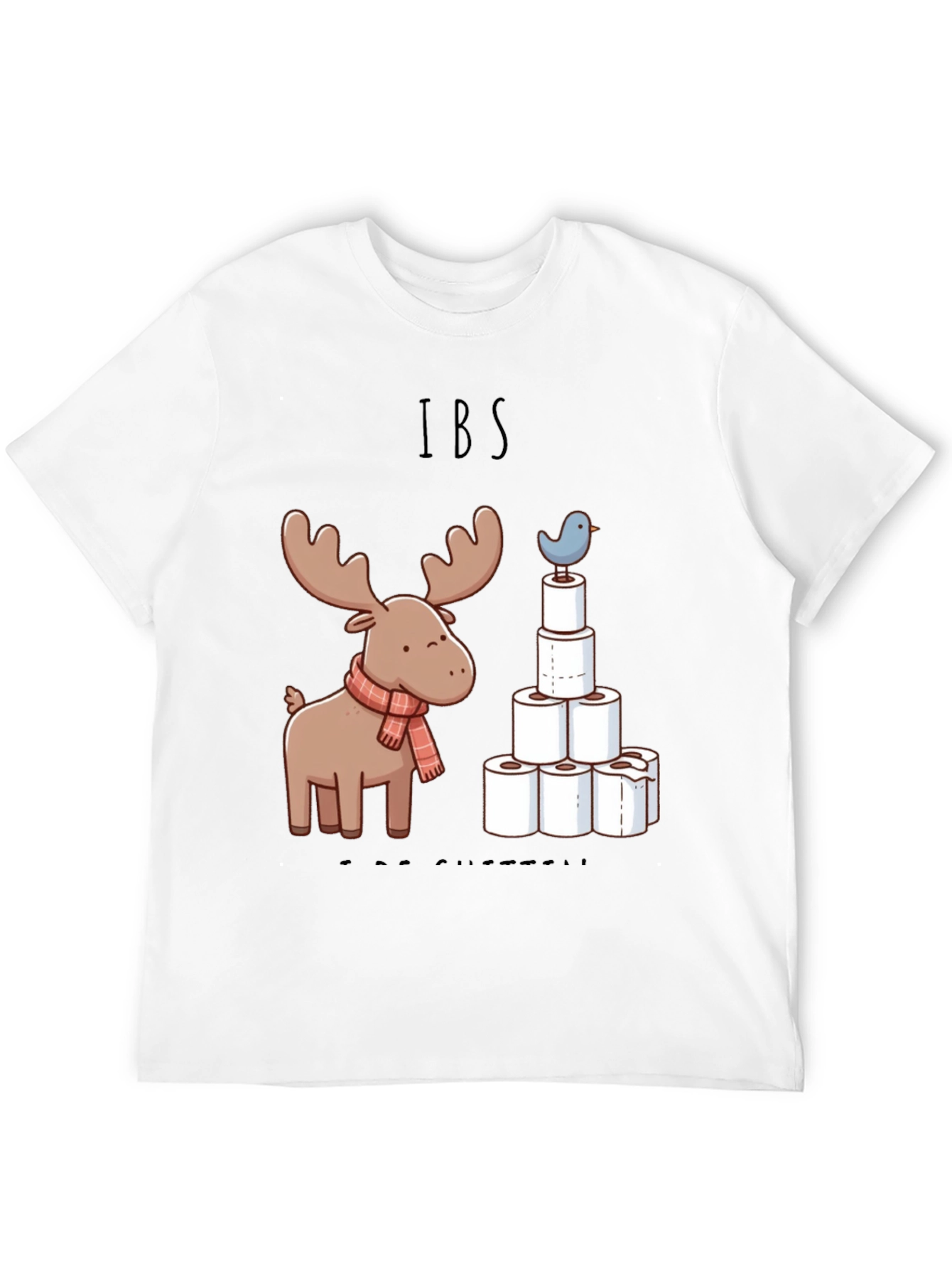Black IBS Humor Tee - Moose and TP Tower Graphic T-Shirt view 12