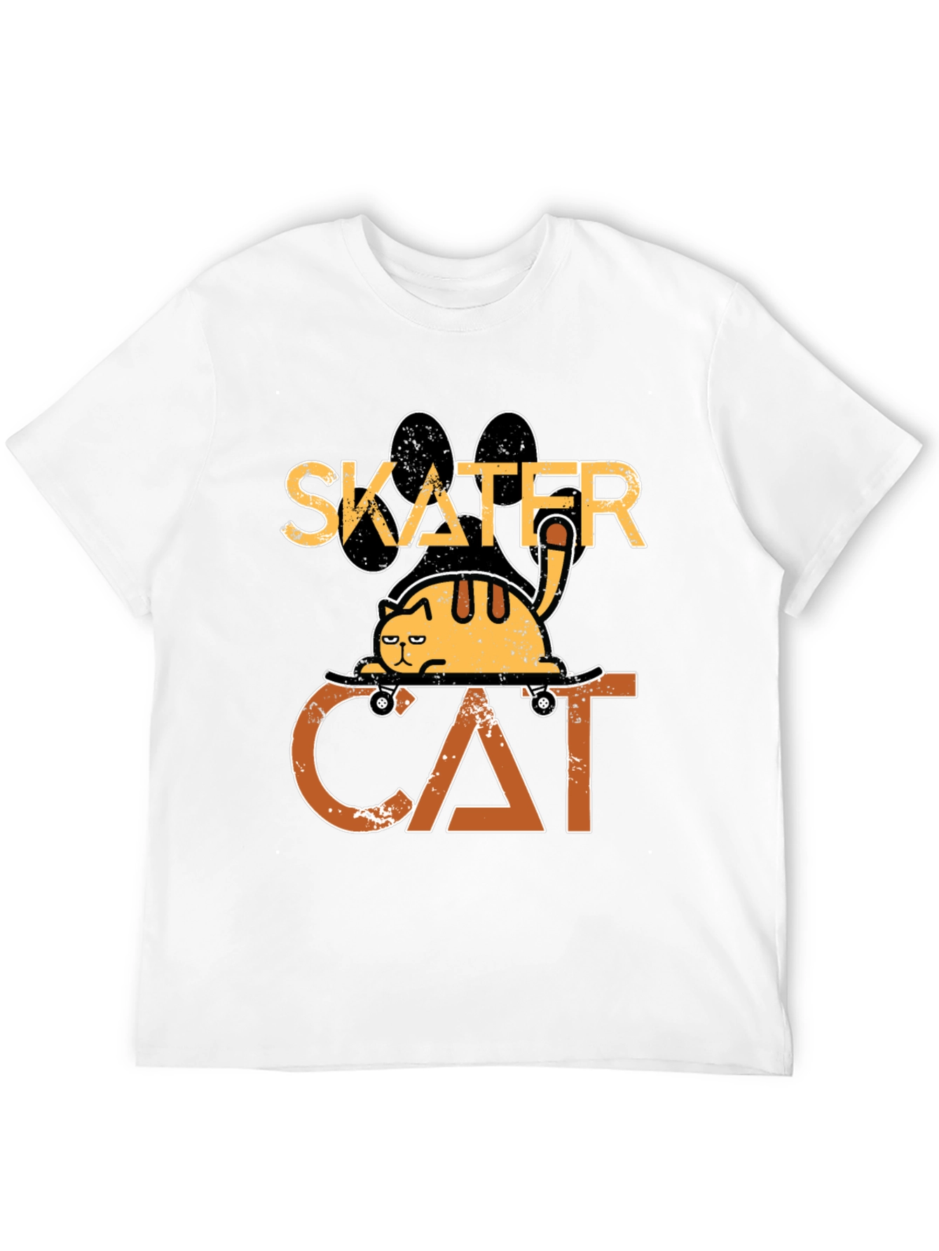Black Skater Cat Graphic Tee - Cool & Funny Cat T-Shirt view 12
