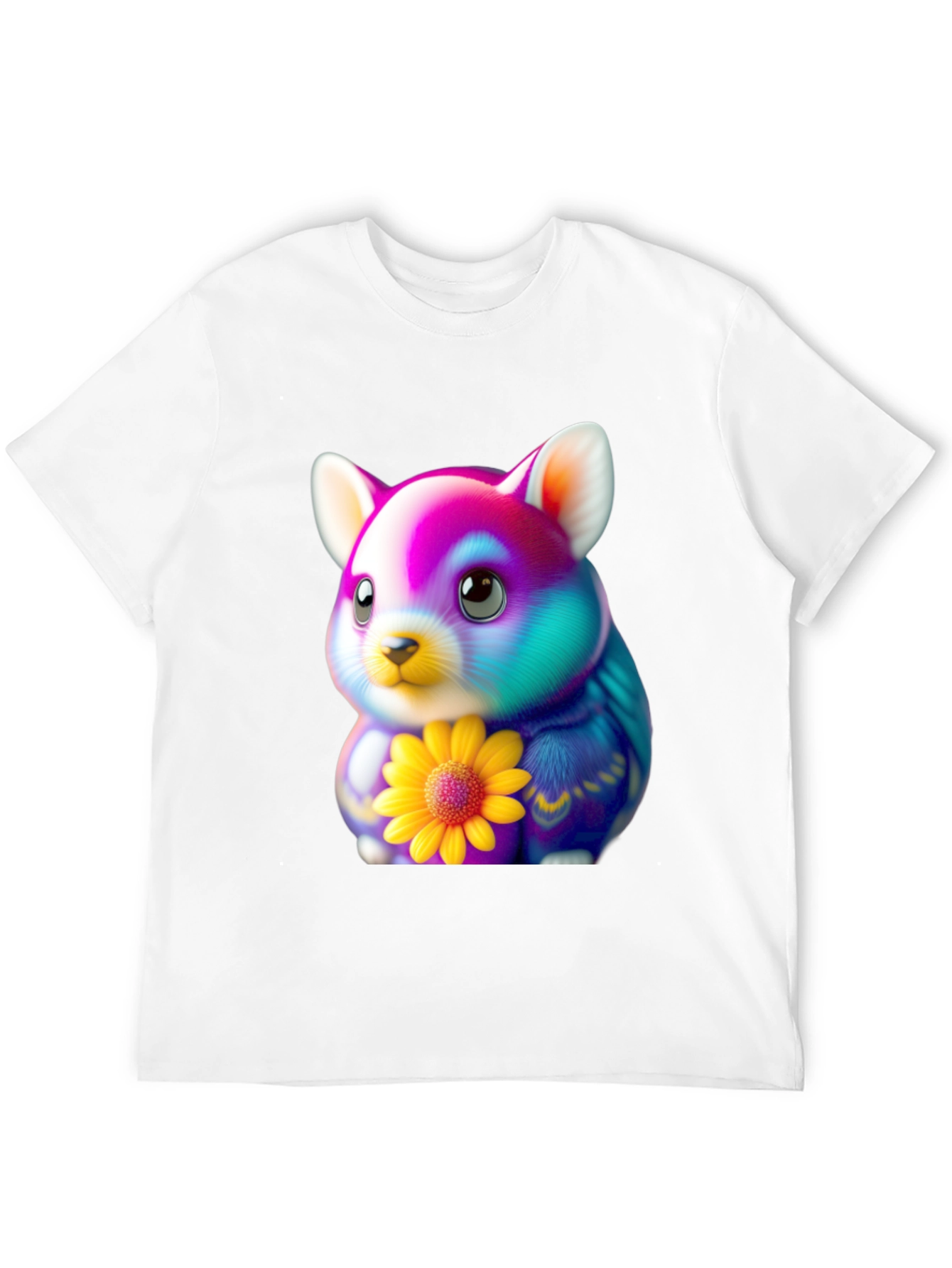 Black Cute Hamster T-Shirt with Sunflower Graphic view 12