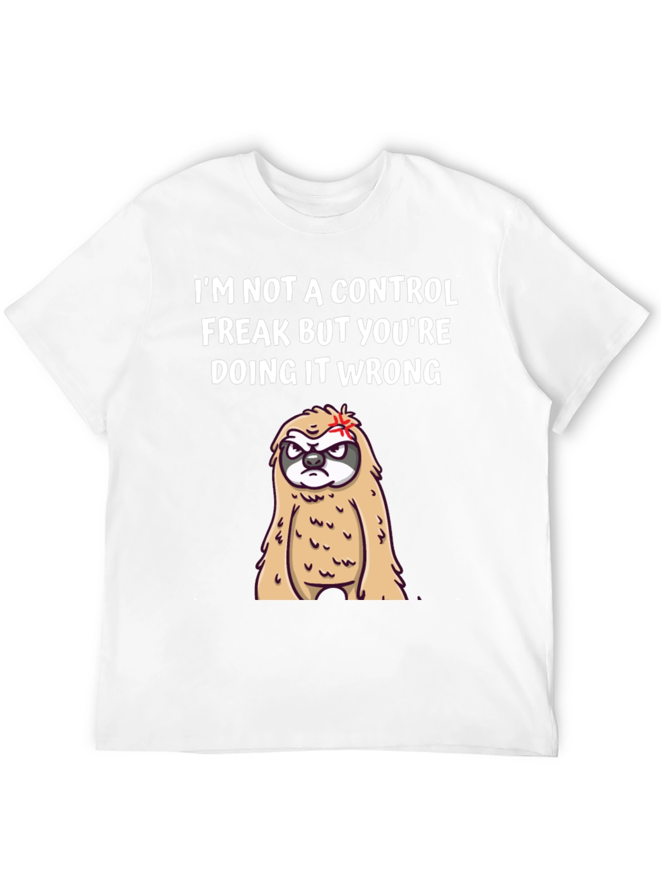 Black Control Freak Sloth Graphic T-Shirt - Funny Slogan Tee view 12