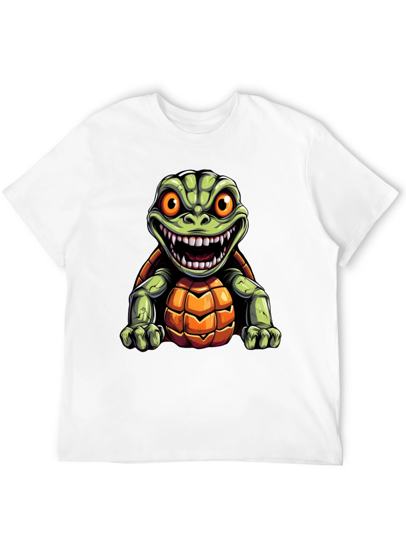 Black Men's Black T-Shirt with Cartoon Turtle Graphic view 12