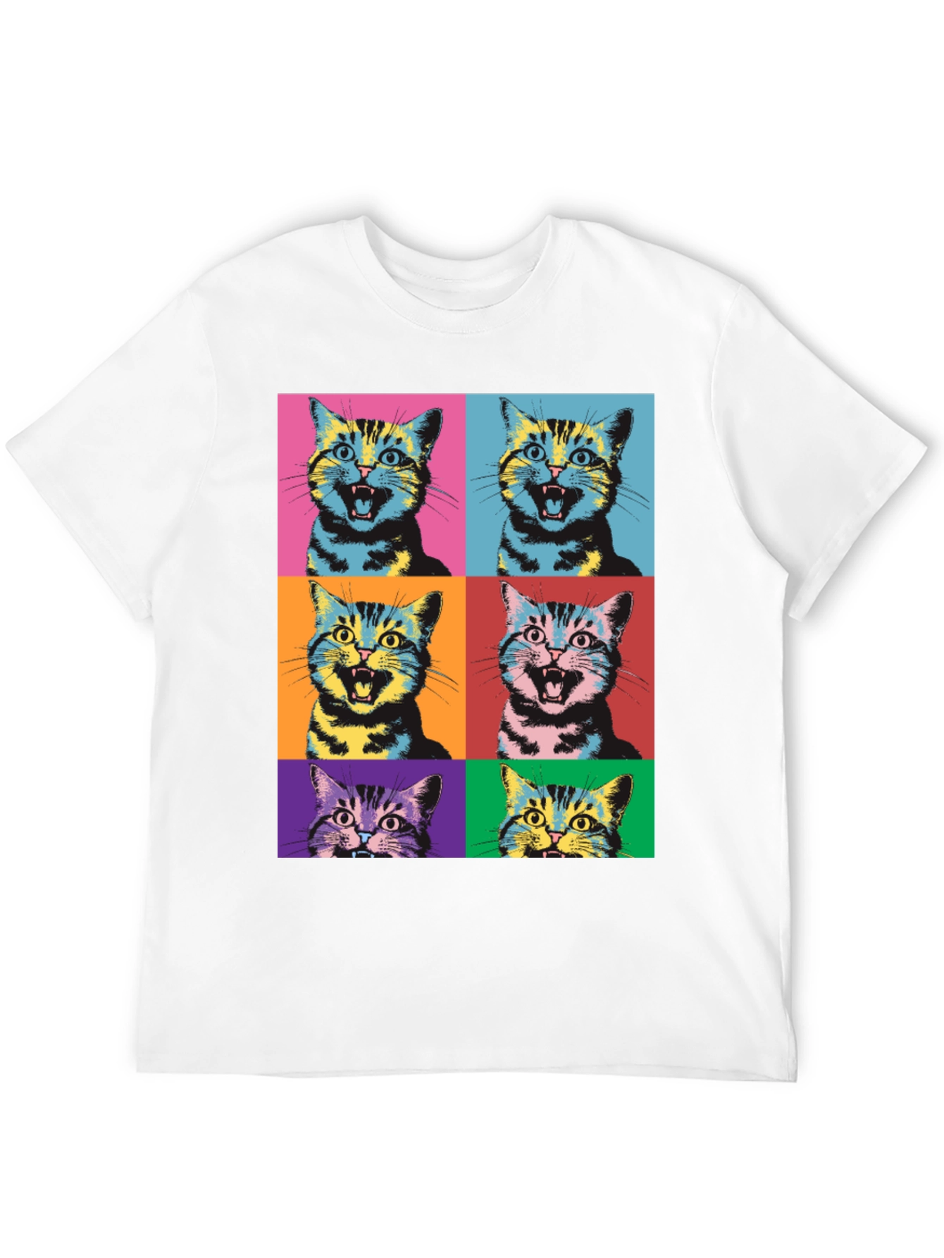 Black Pop Art Cat Graphic T-Shirt - Unique Style view 12