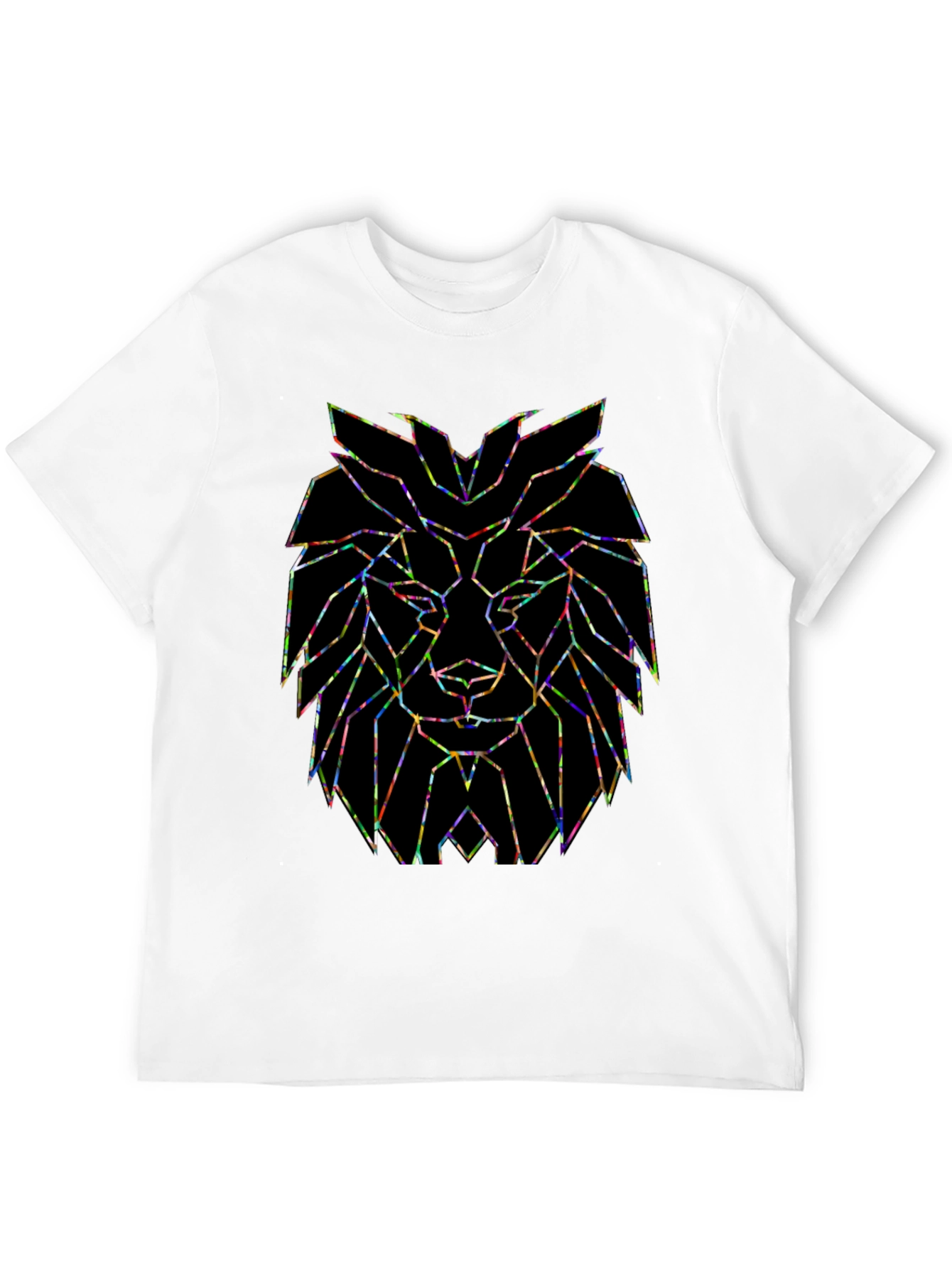 Black Geometric Lion Head Graphic Tee - Modern Art Design view 12