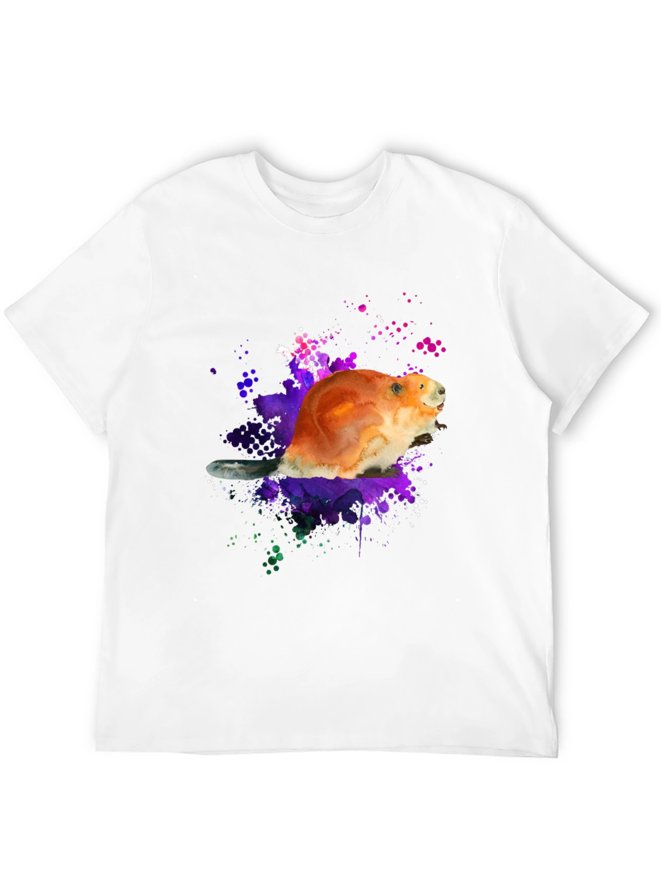Black Beaver Watercolor Graphic T-Shirt view 12