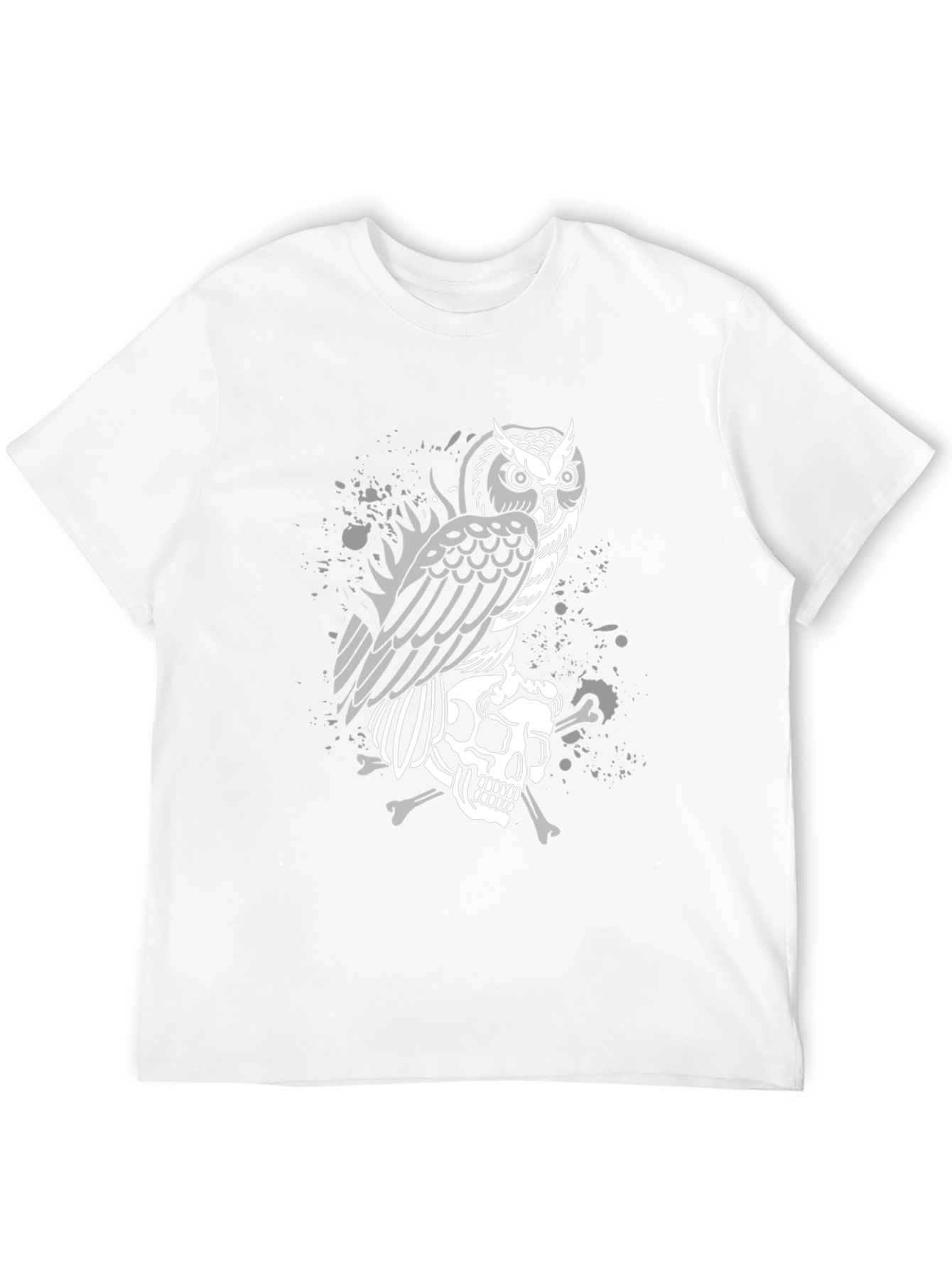 Black Owl & Skull Graphic Tee - Black Cotton T-Shirt view 12