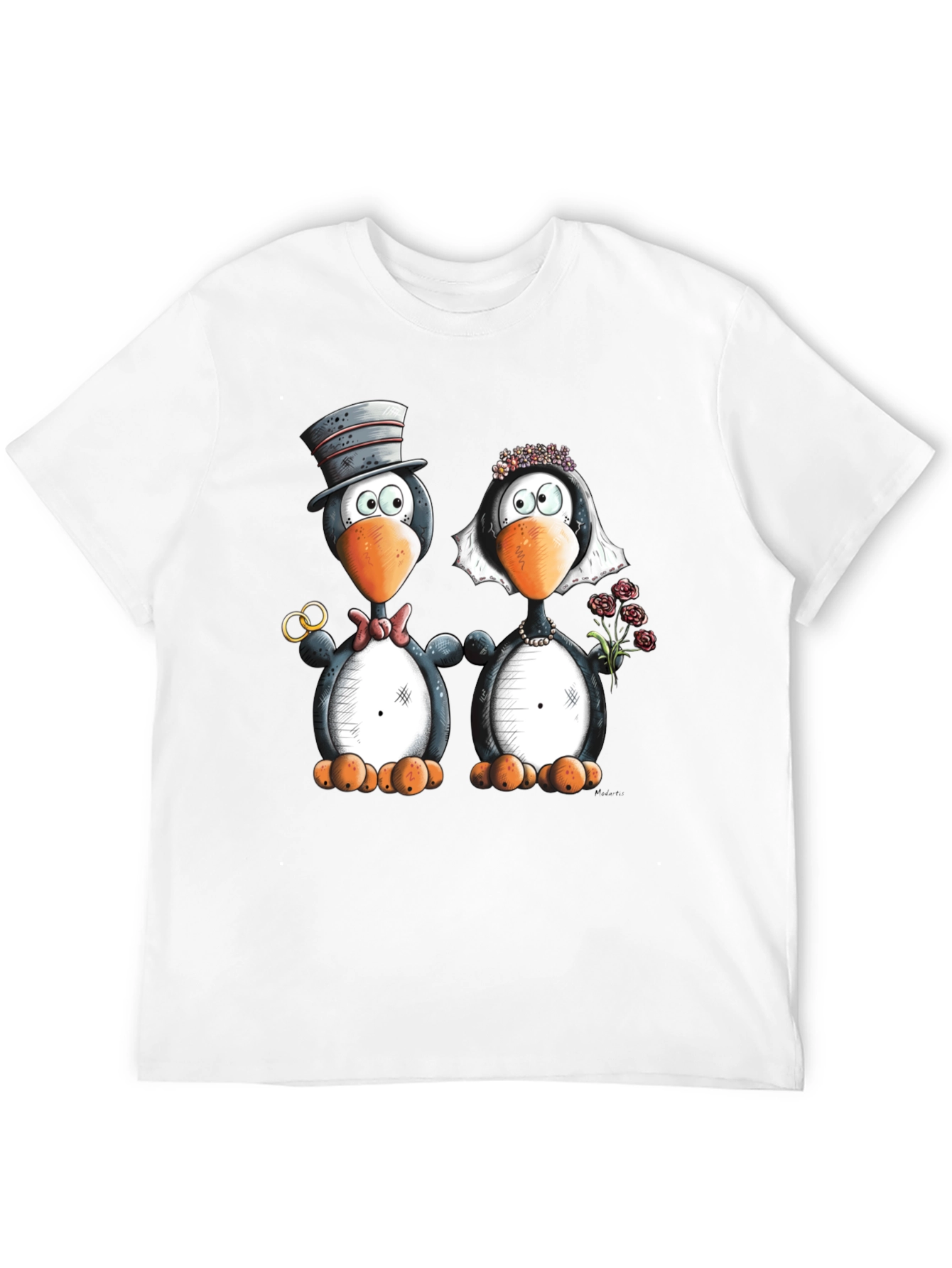 Black Penguin Wedding Graphic Tee - Black view 12