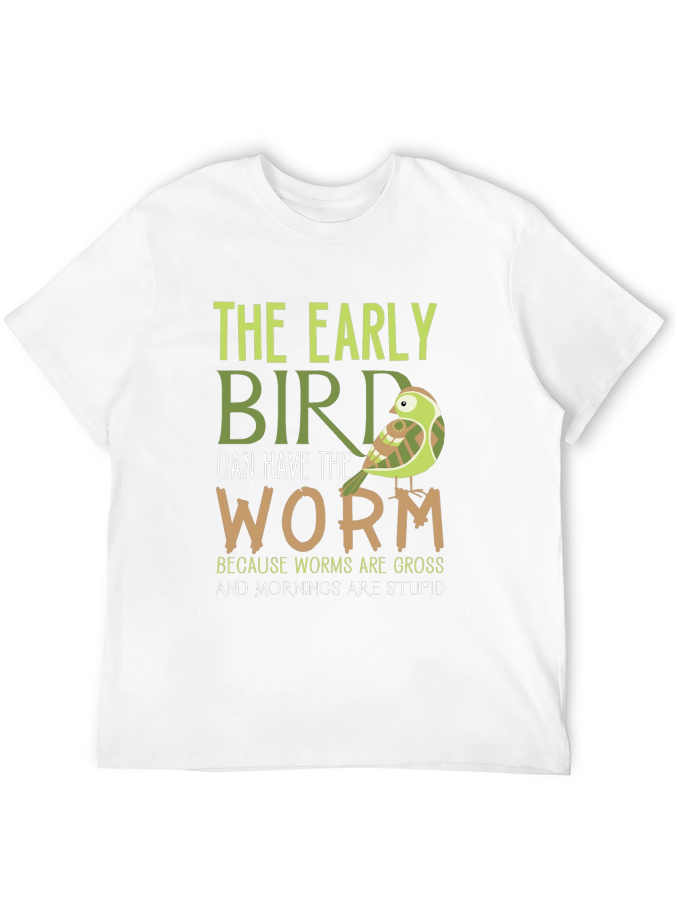 Black Early Bird Graphic Tee - Funny Bird & Worm T-Shirt view 12