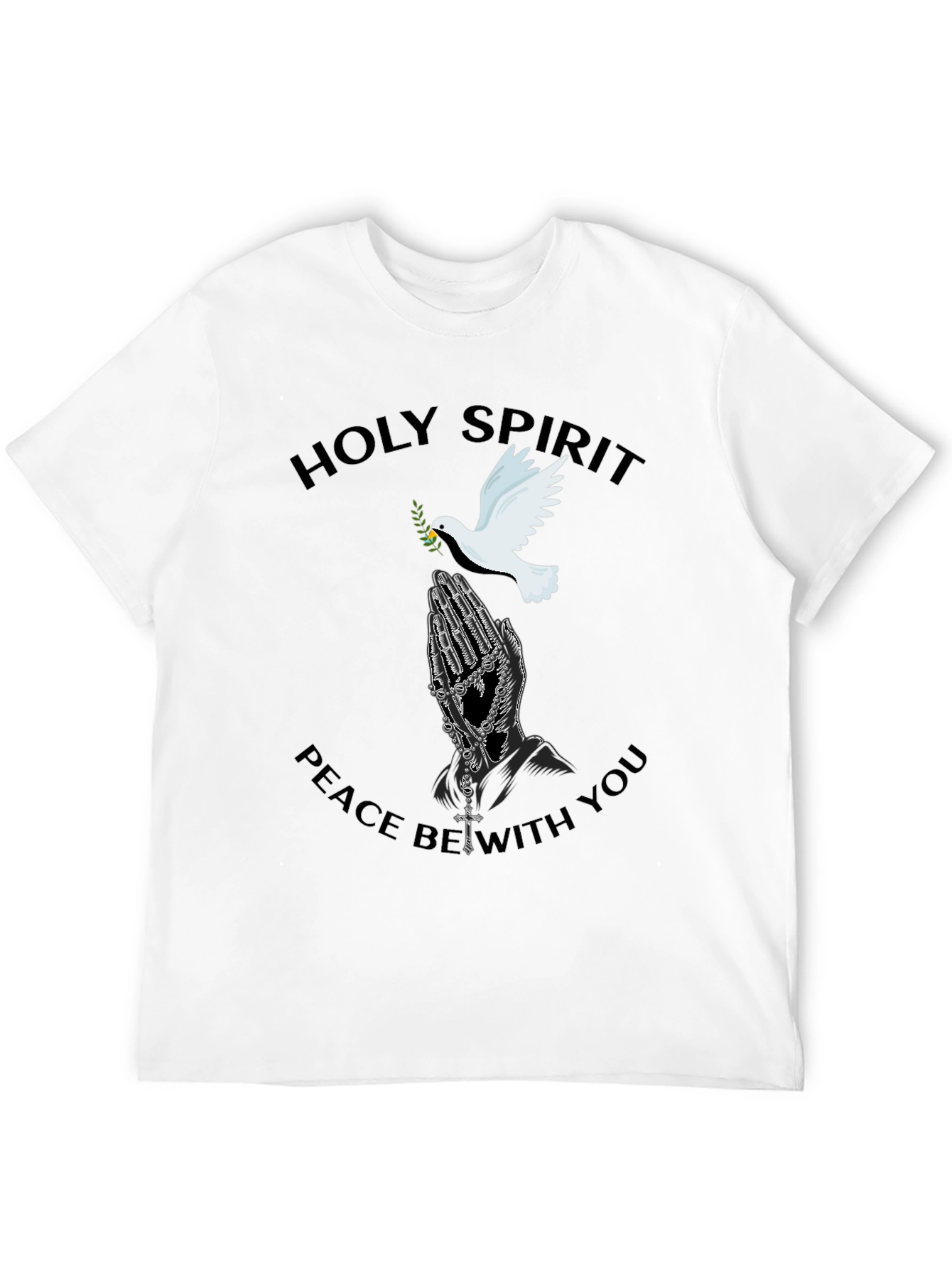 Black Holy Spirit Dove Graphic Black T-Shirt view 12