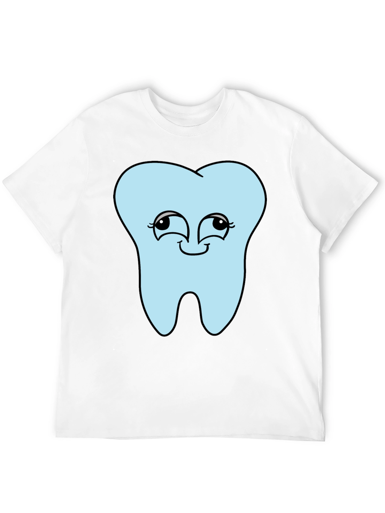 Funny Tooth Cartoon Graphic Print Black T-Shirt - 12