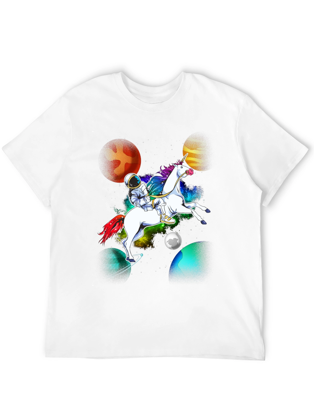 Black Astronaut Unicorn Galaxy T-Shirt view 12