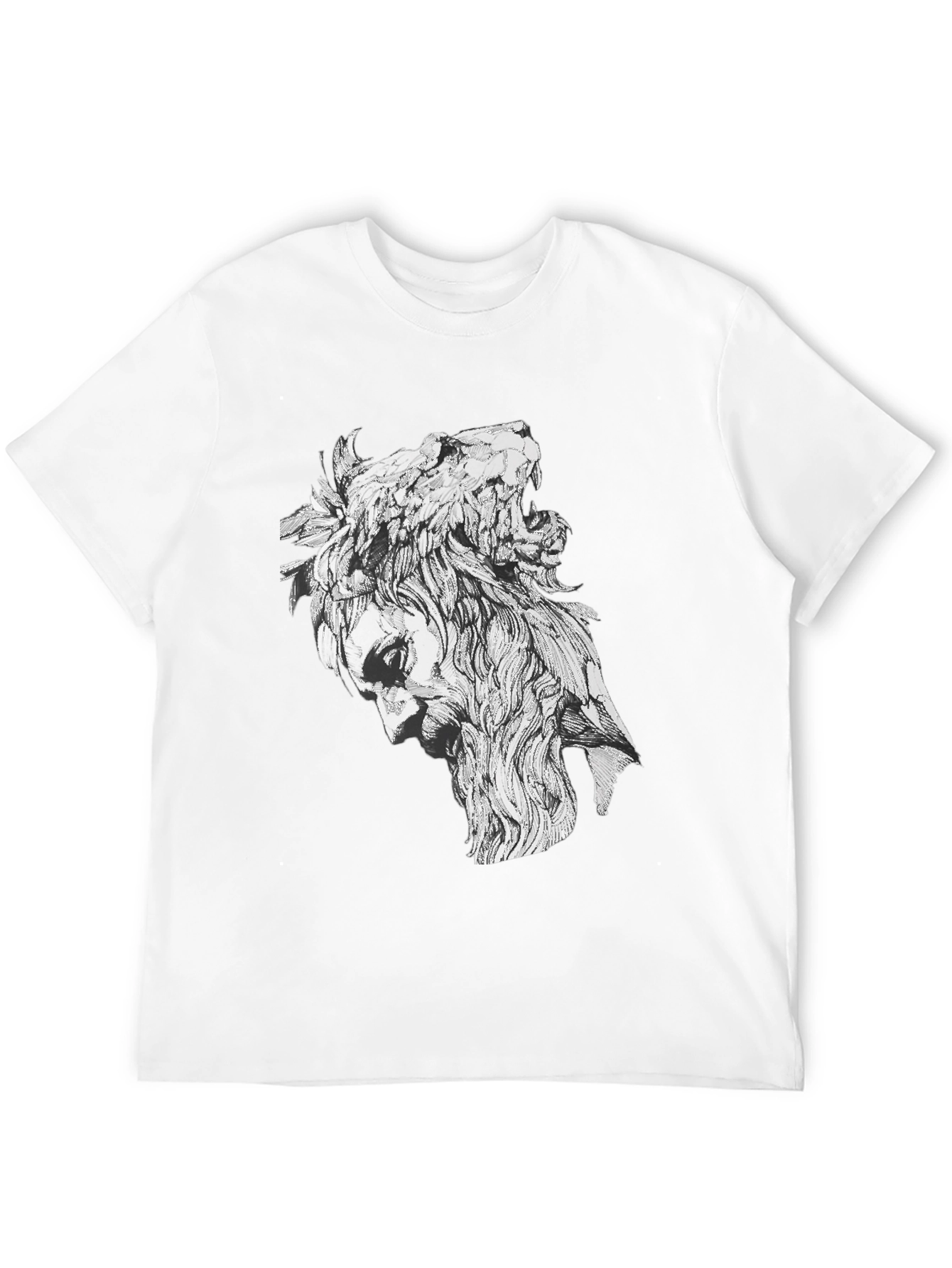 Lion Man Graphic Tee - Stylish Black Cotton T-Shirt - 12