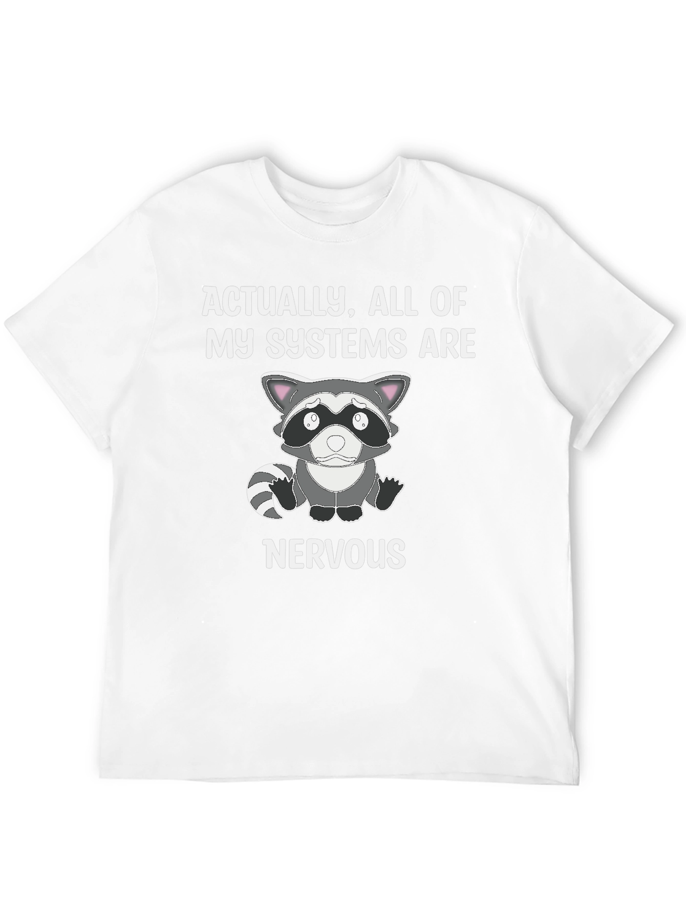 Black Nervous Raccoon Systems T-Shirt - Funny Graphic Tee view 12