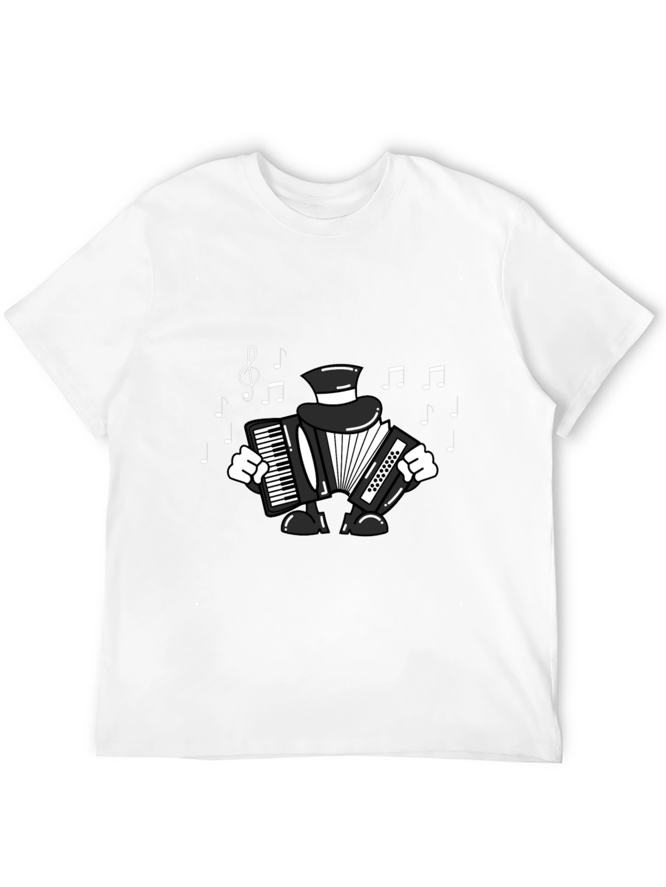 Black Accordion Player T-Shirt - Musical Design view 12