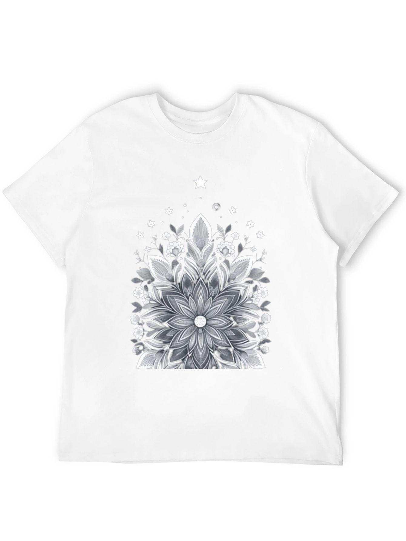 Black Floral Mandala Graphic Tee - Black Cotton Blend view 12