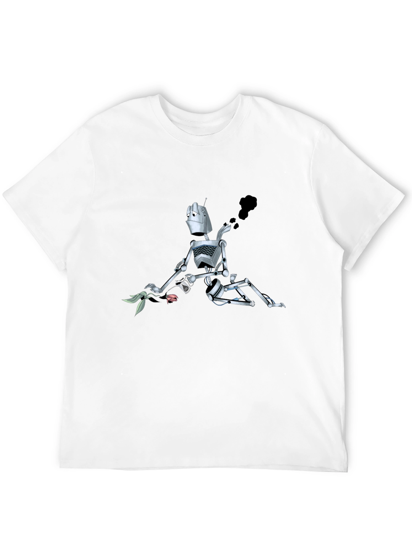 Black Robot with Flower Graphic Tee - Black view 12