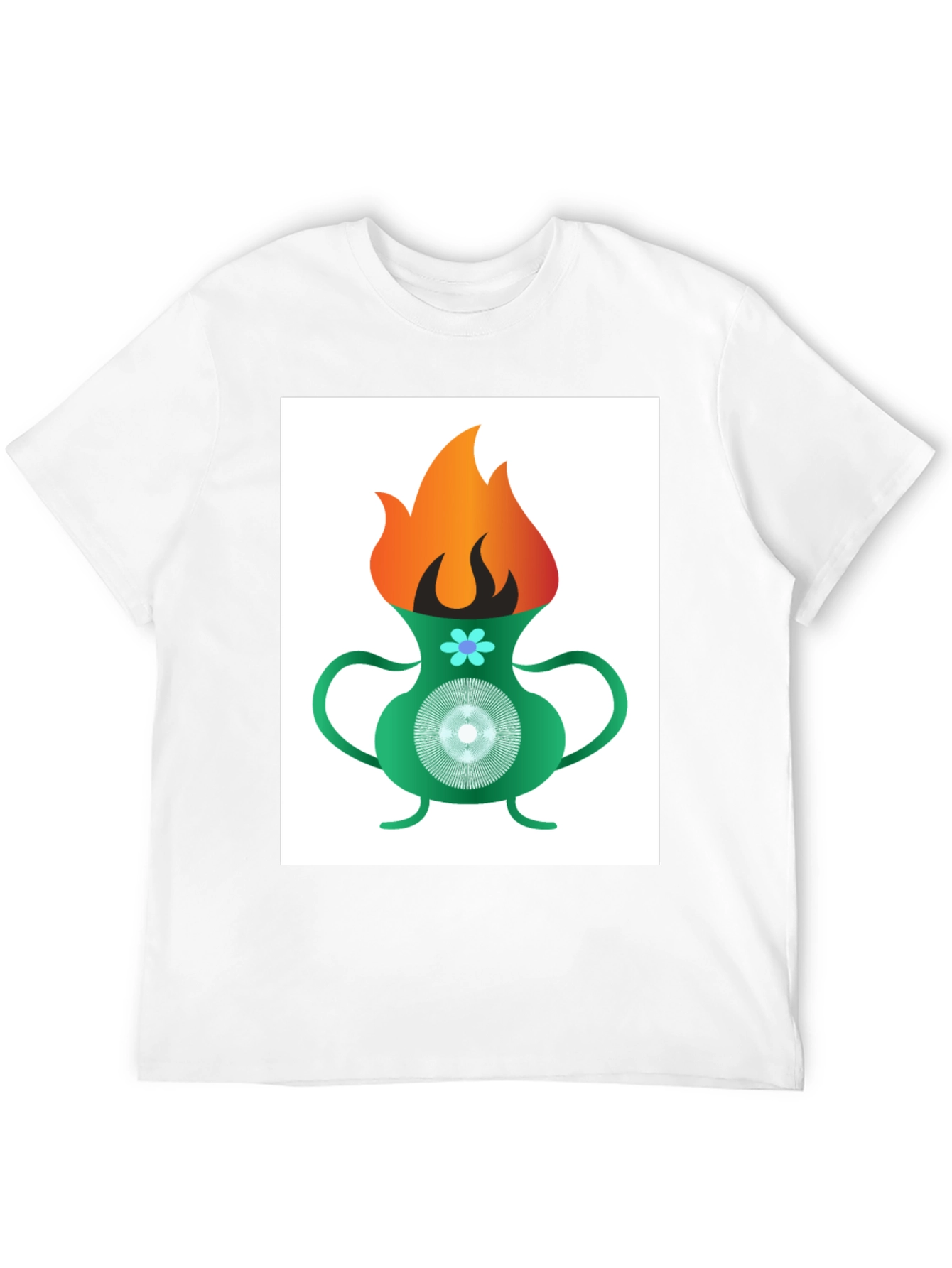 Black Funky Flame Vase T-Shirt - Unique Graphic Tee view 12