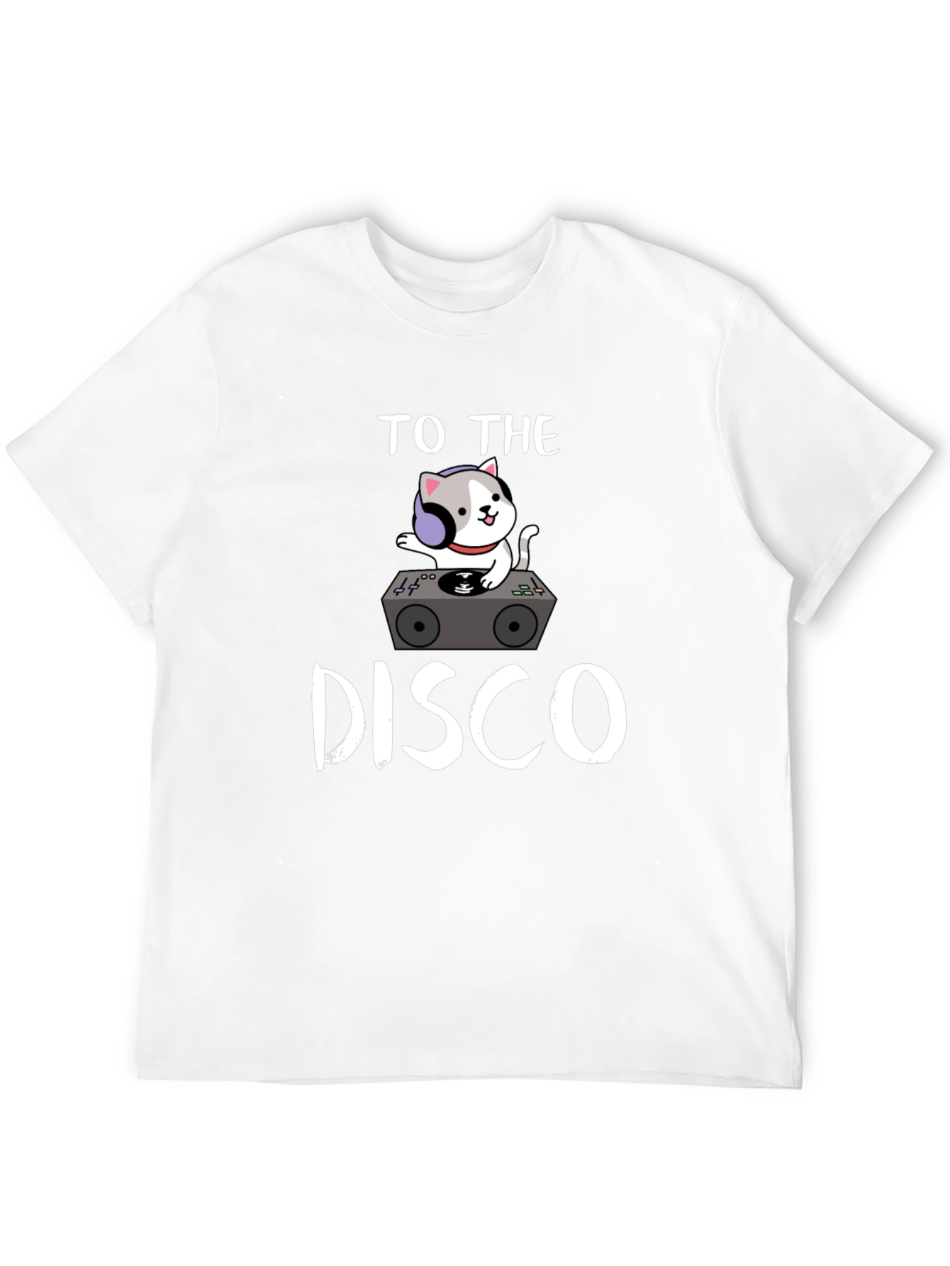Black DJ Cat Graphic Tee - "To The Disco" Design view 12