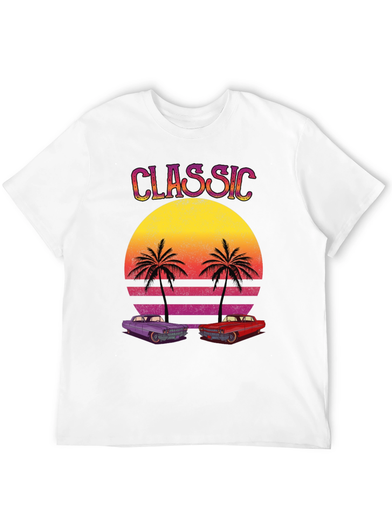 Black Classic Cars Sunset Graphic Tee view 12