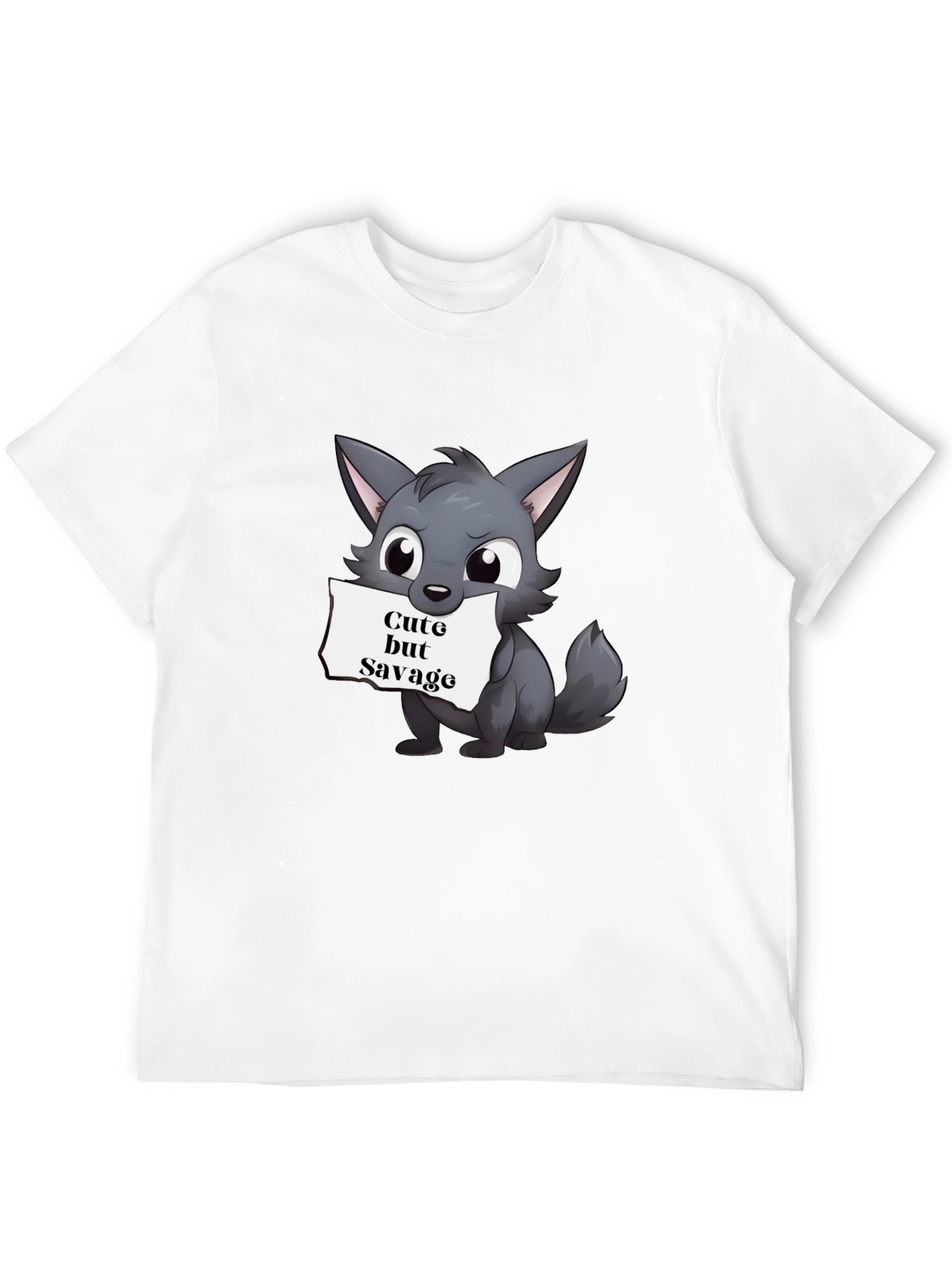 Black Cute But Savage Wolf Graphic Tee view 12