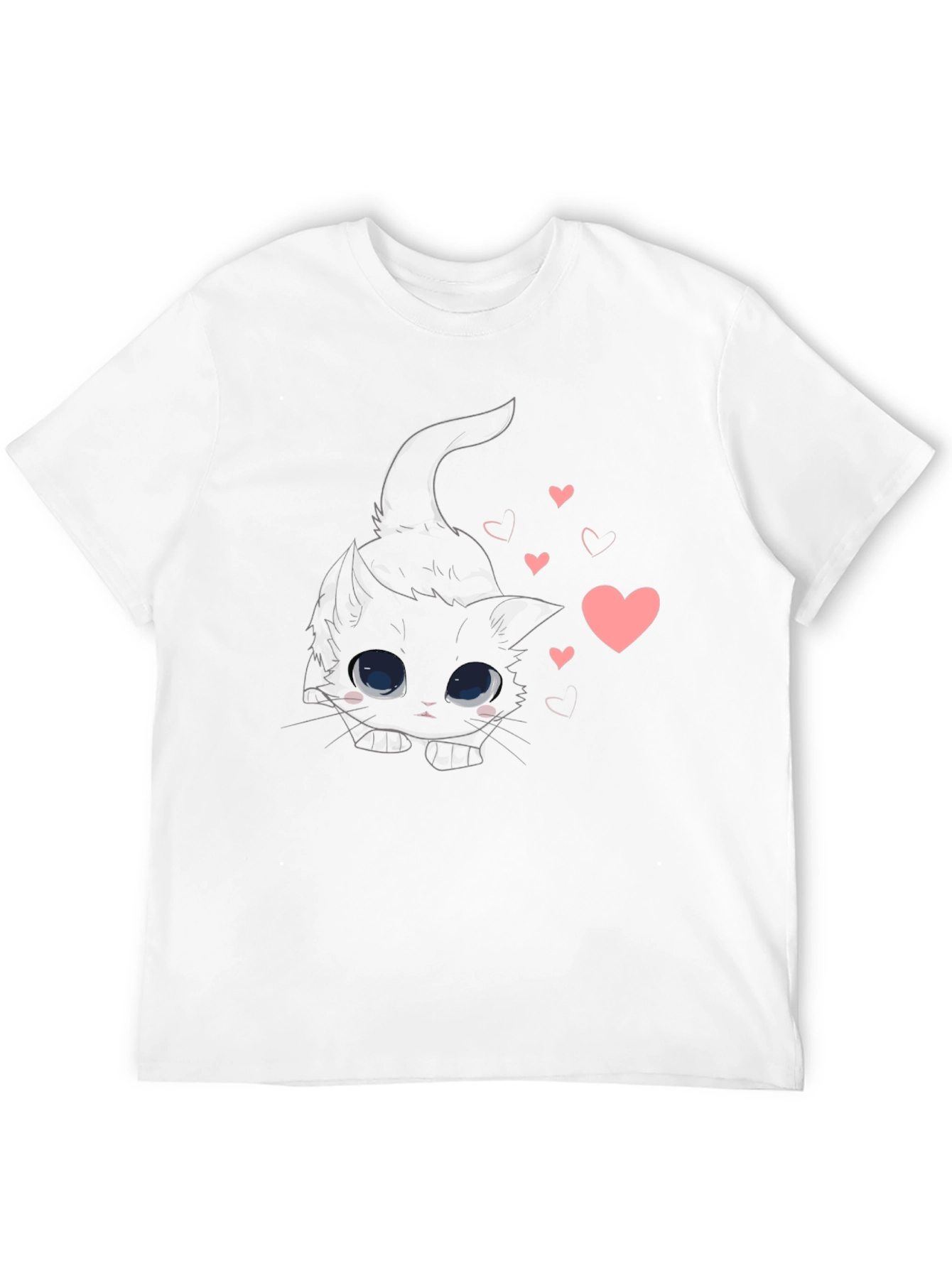 Black Cute Black Cat Tee with Hearts view 12