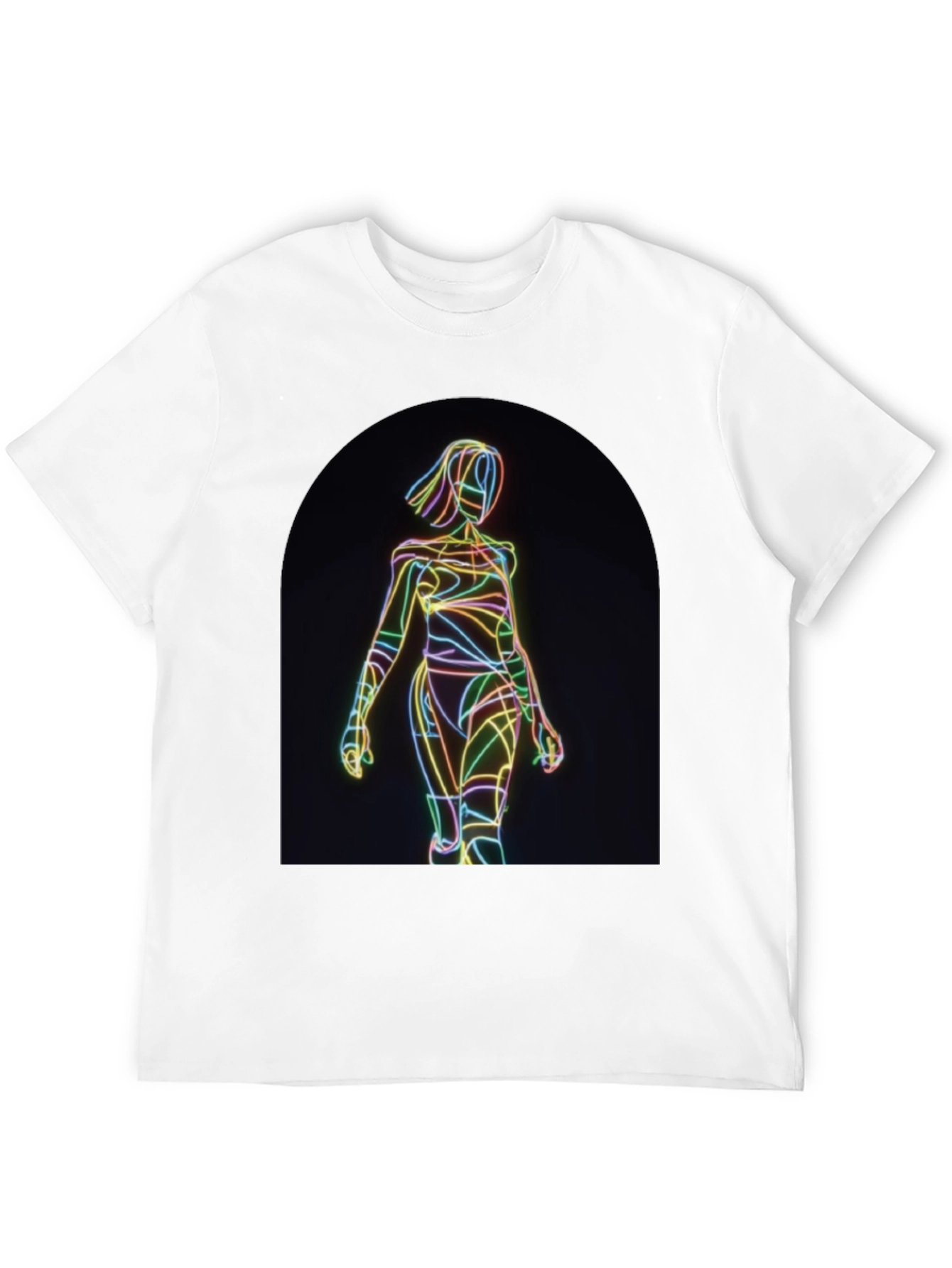 Black Neon Line Art Graphic Black T-Shirt view 12