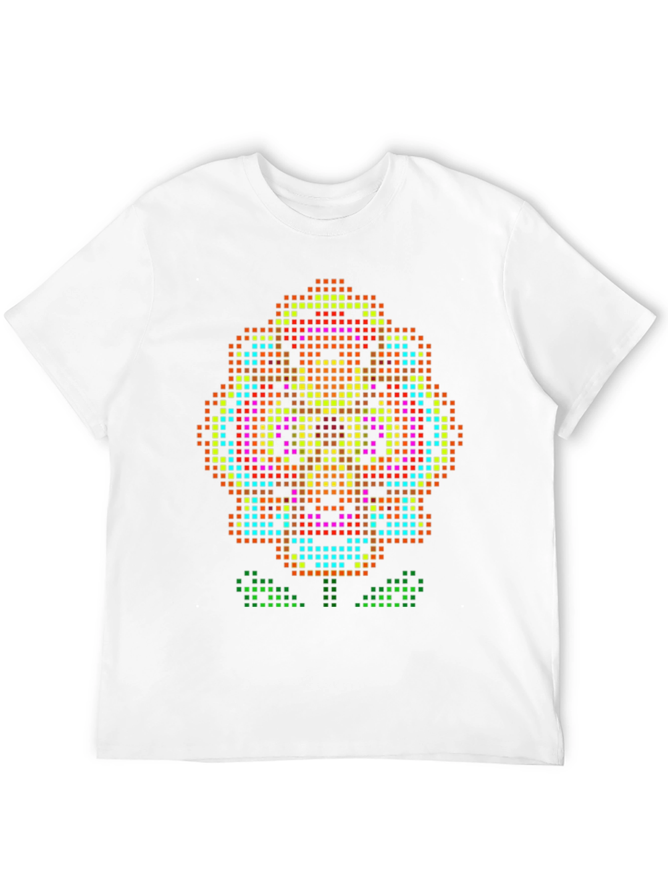Black Pixel Art Flower T-Shirt - Retro Gaming Style Tee view 12