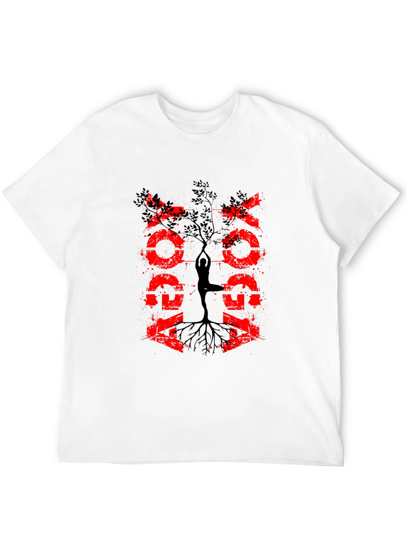 Black Yoga Tree Graphic Tee - Black Cotton Blend Shirt view 12