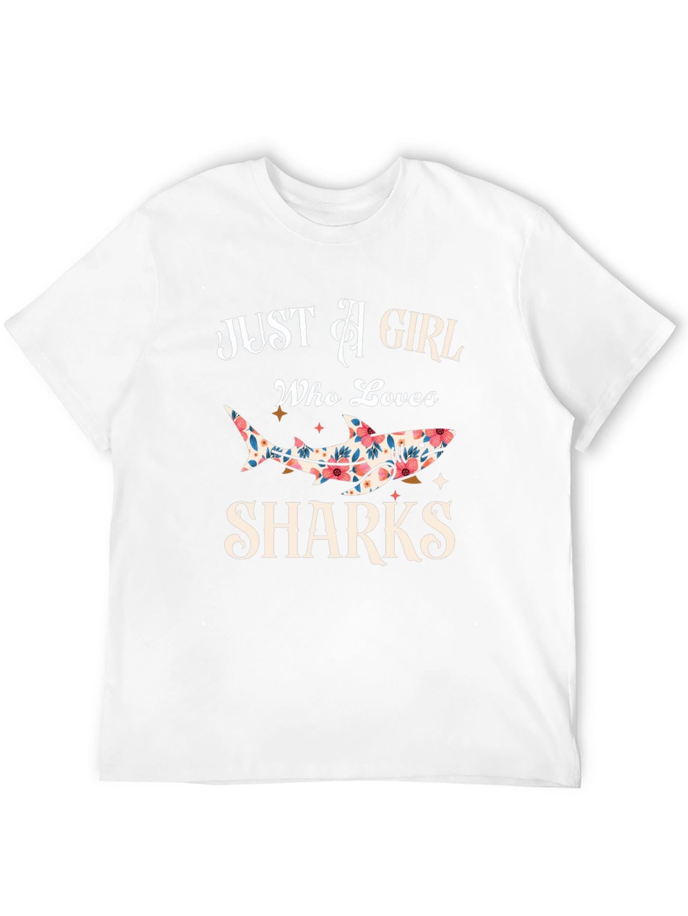 Black Floral Shark Lover T-Shirt - Just A Girl Who Loves Sharks view 12