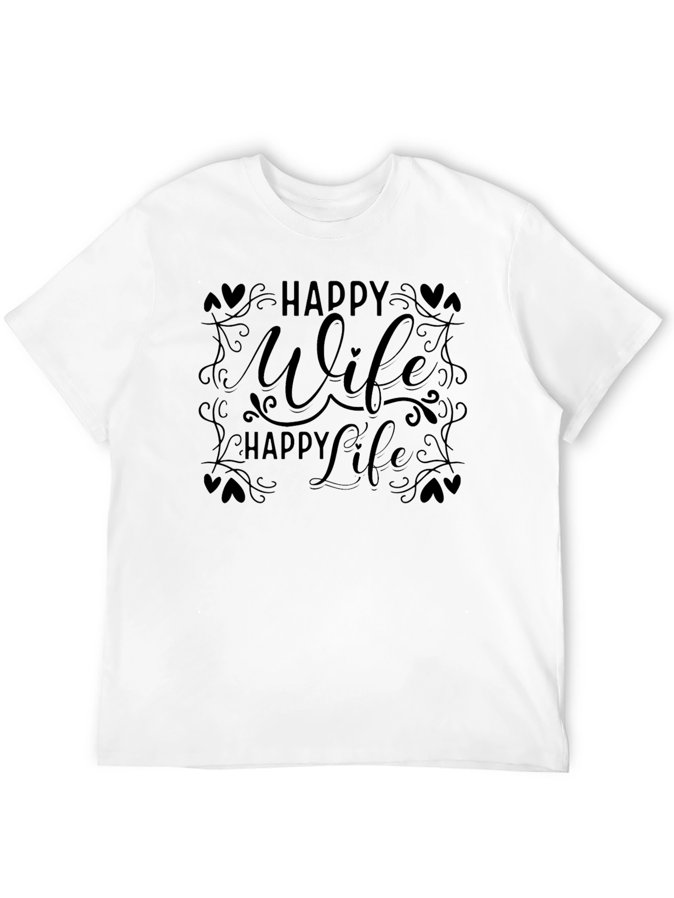 Black Happy Wife Happy Life T-Shirt, Men's Black Graphic Tee view 12