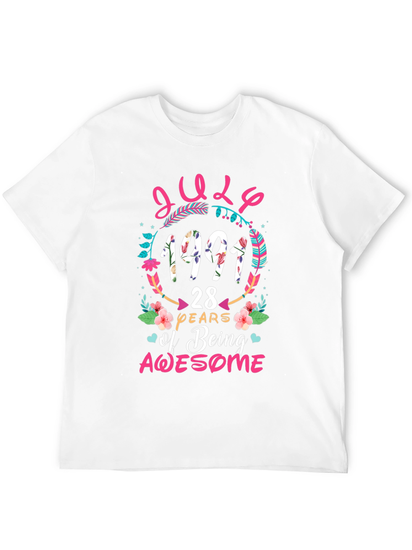 Black July 1991 Birthday T-Shirt view 12