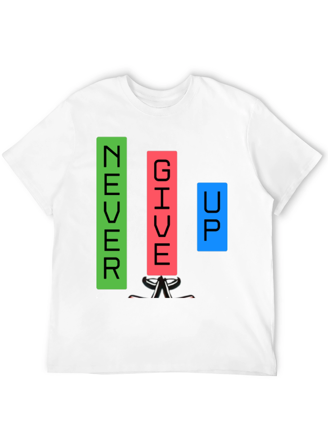 Black Never Give Up Graphic T-Shirt view 12