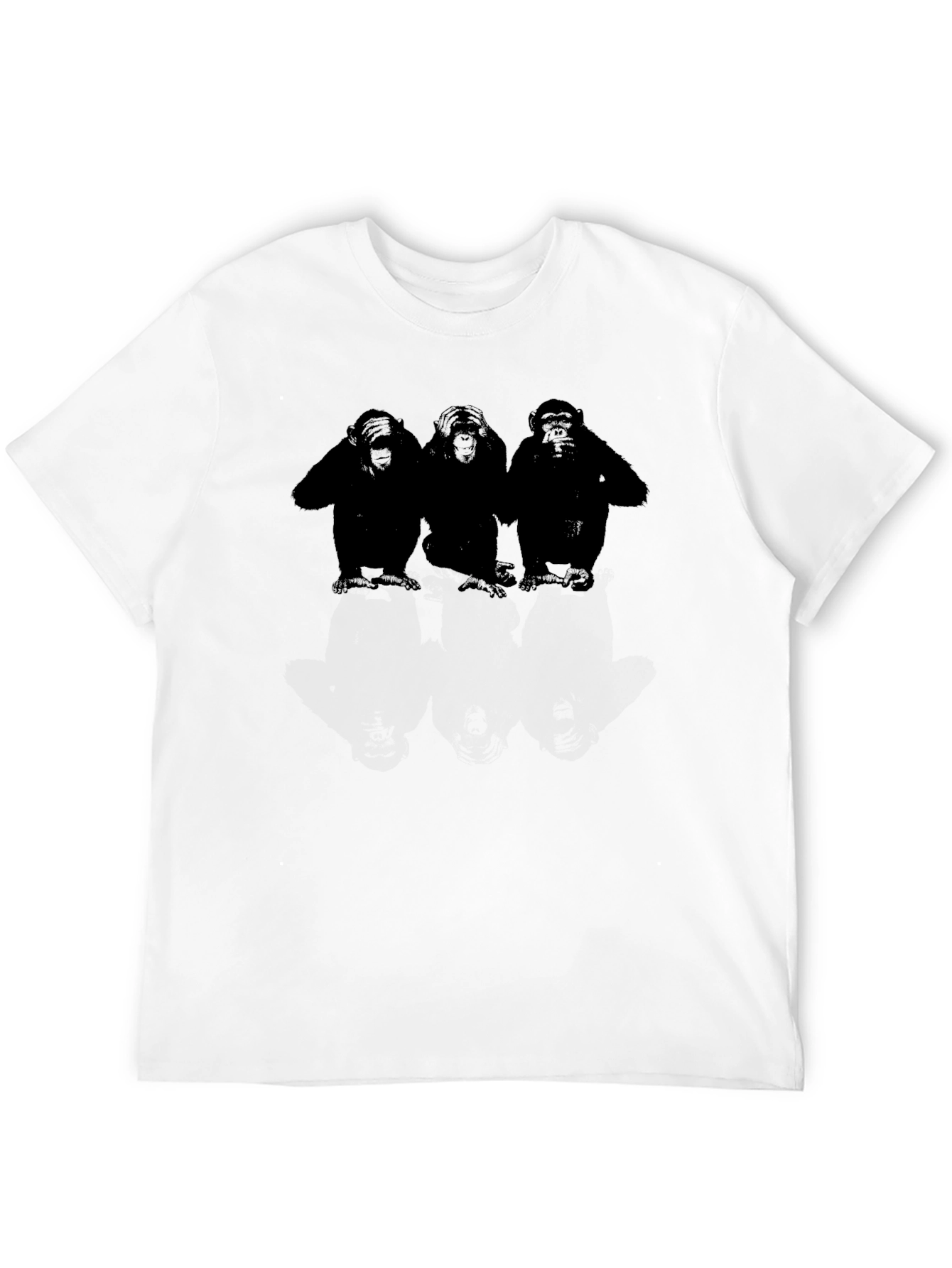 Black Hear No See No Speak No Evil Monkeys Graphic Tee view 12