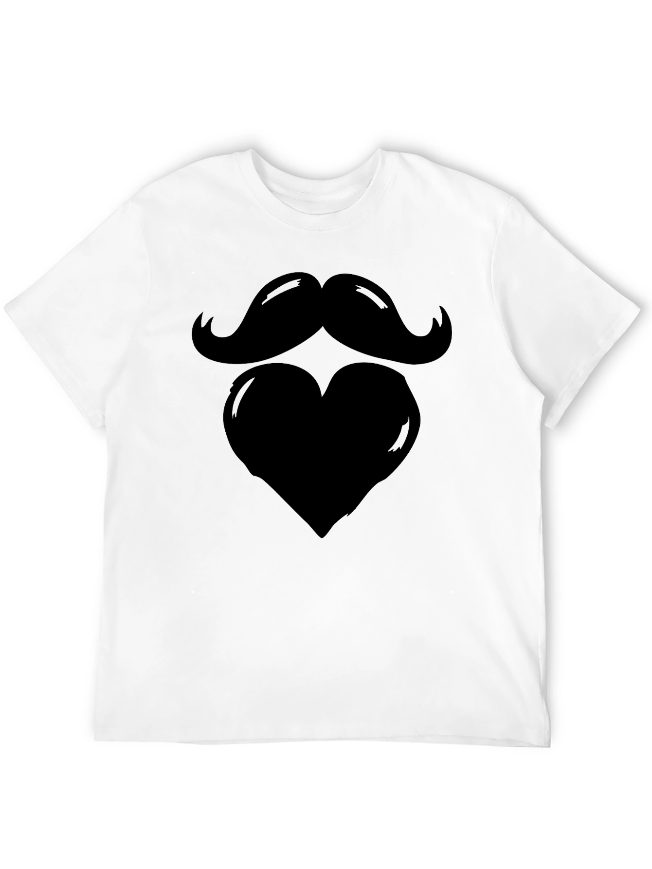 Black Mustache Heart Men's Graphic Tee - Black Cotton Blend view 12