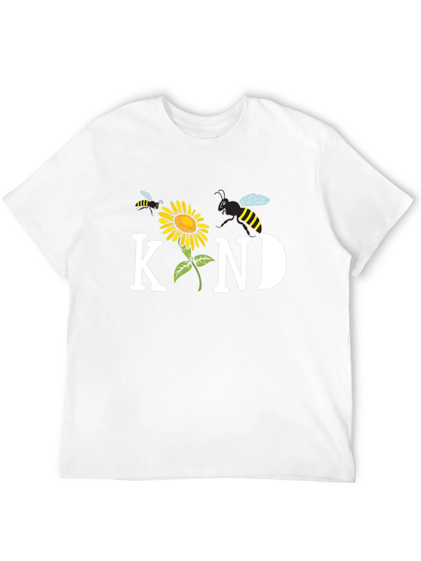 Black Kind Bee Sunflower Graphic Tee - Unisex Black T-Shirt view 12