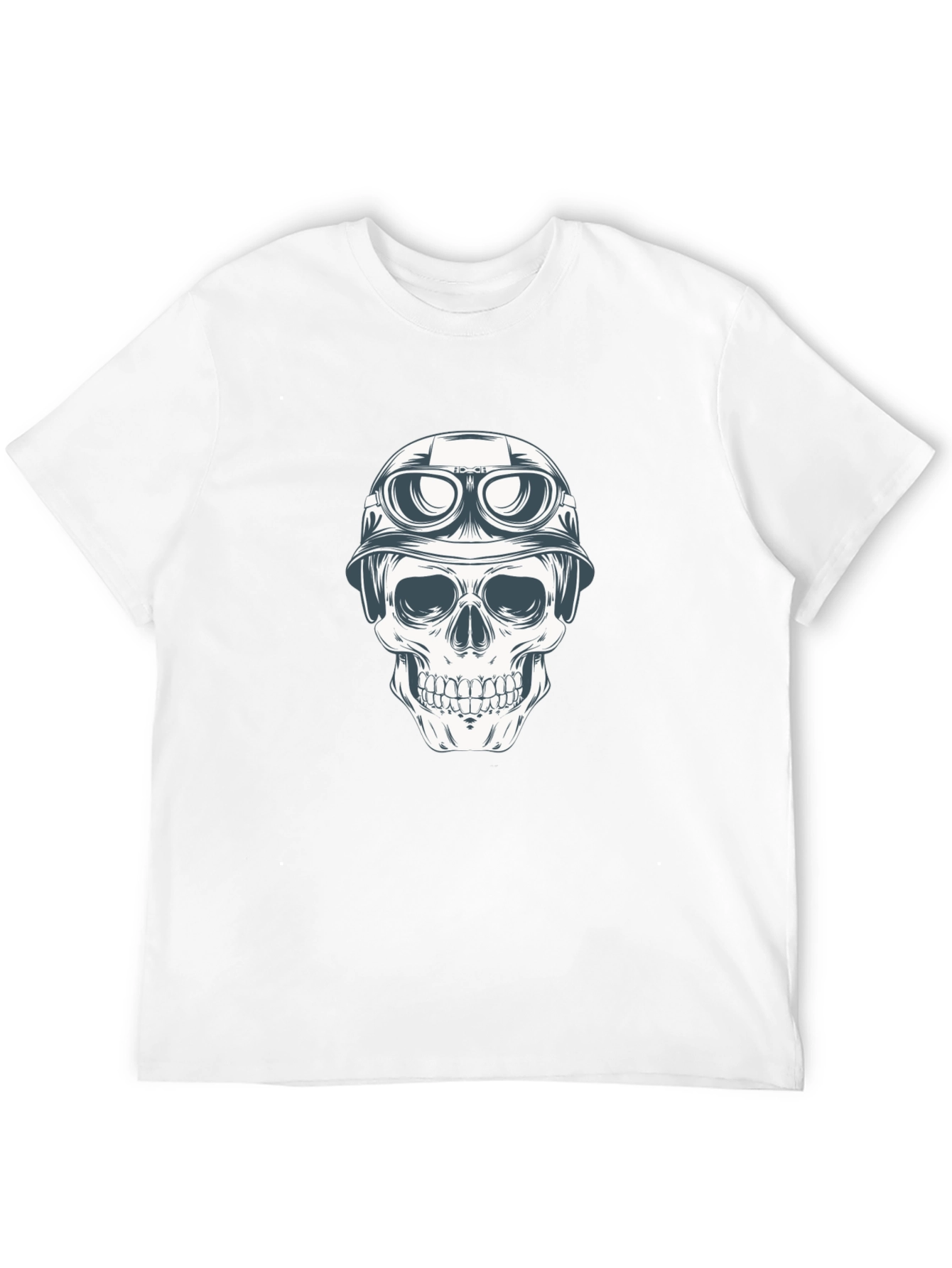 Black Skull in Helmet Graphic Tee - Black Cotton T-Shirt view 12
