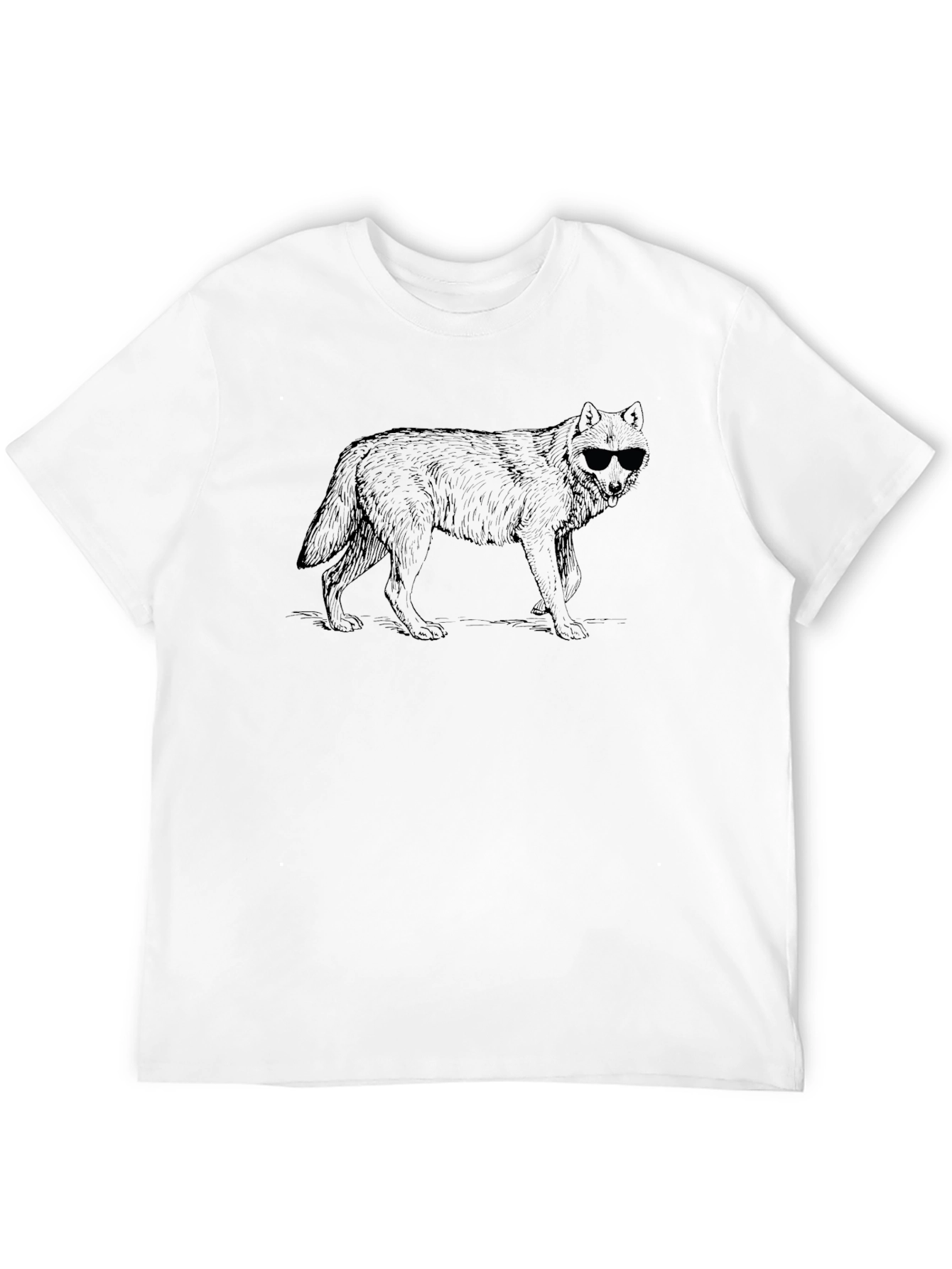 Black Cool Wolf Graphic Tee - Black Cotton T-Shirt view 12