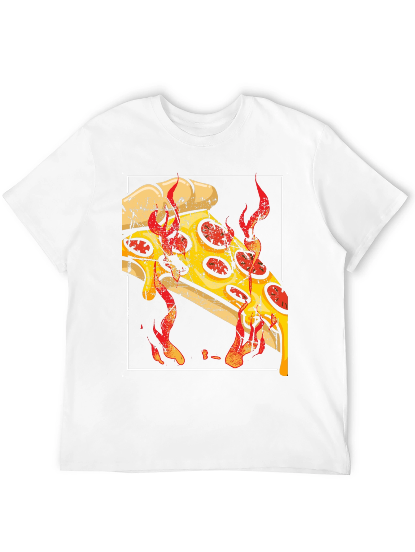 Fiery Pizza Graphic Tee - Black Cotton T-Shirt - 12