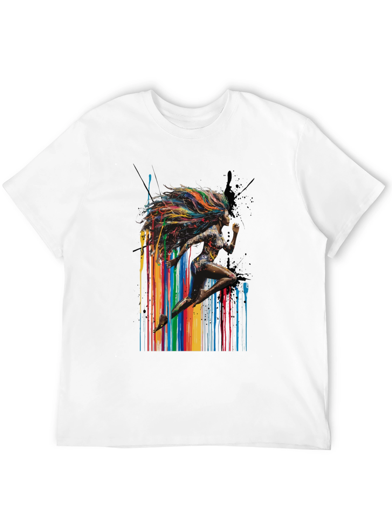Black Colorful Runner Graphic Black T-Shirt view 12