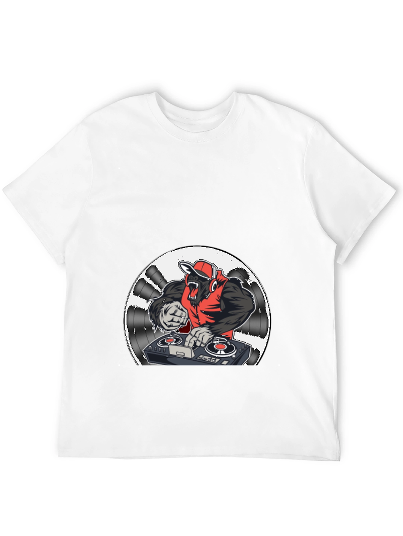 Black DJ Gorilla Graphic Tee - Black Cotton Blend view 12