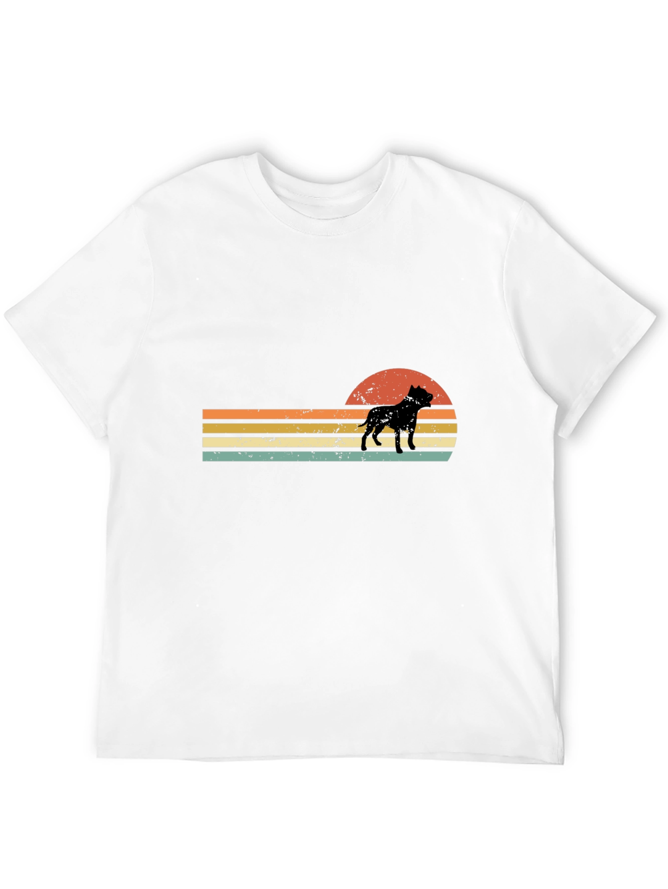 Black Retro Pitbull Sunset T-Shirt view 12