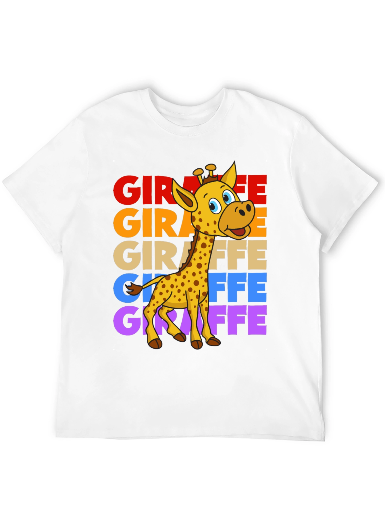 Black Giraffe Graphic Tee - Colorful Cartoon Giraffe Design view 12