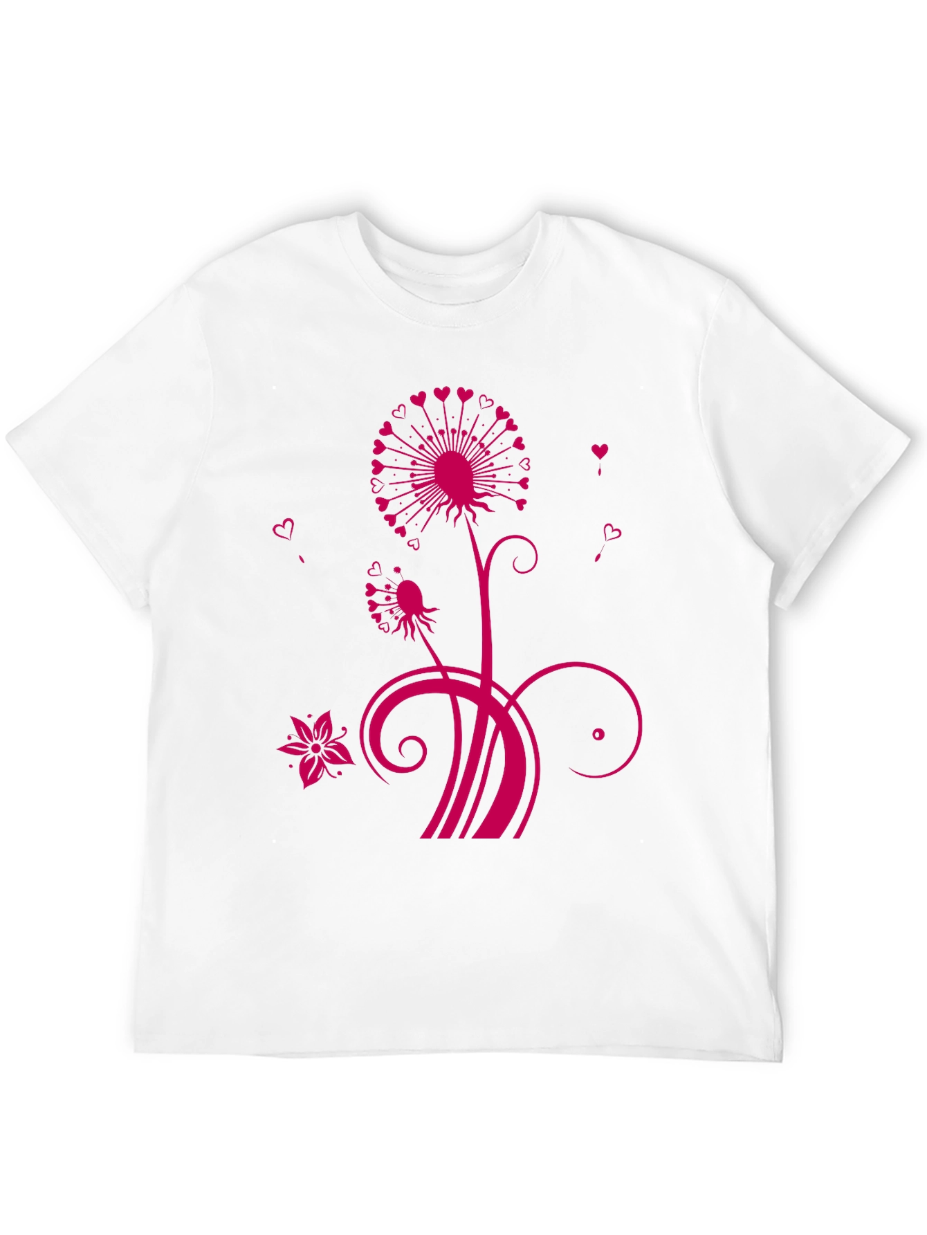 Black Floral Heart Dandelion Graphic Tee - Black view 12