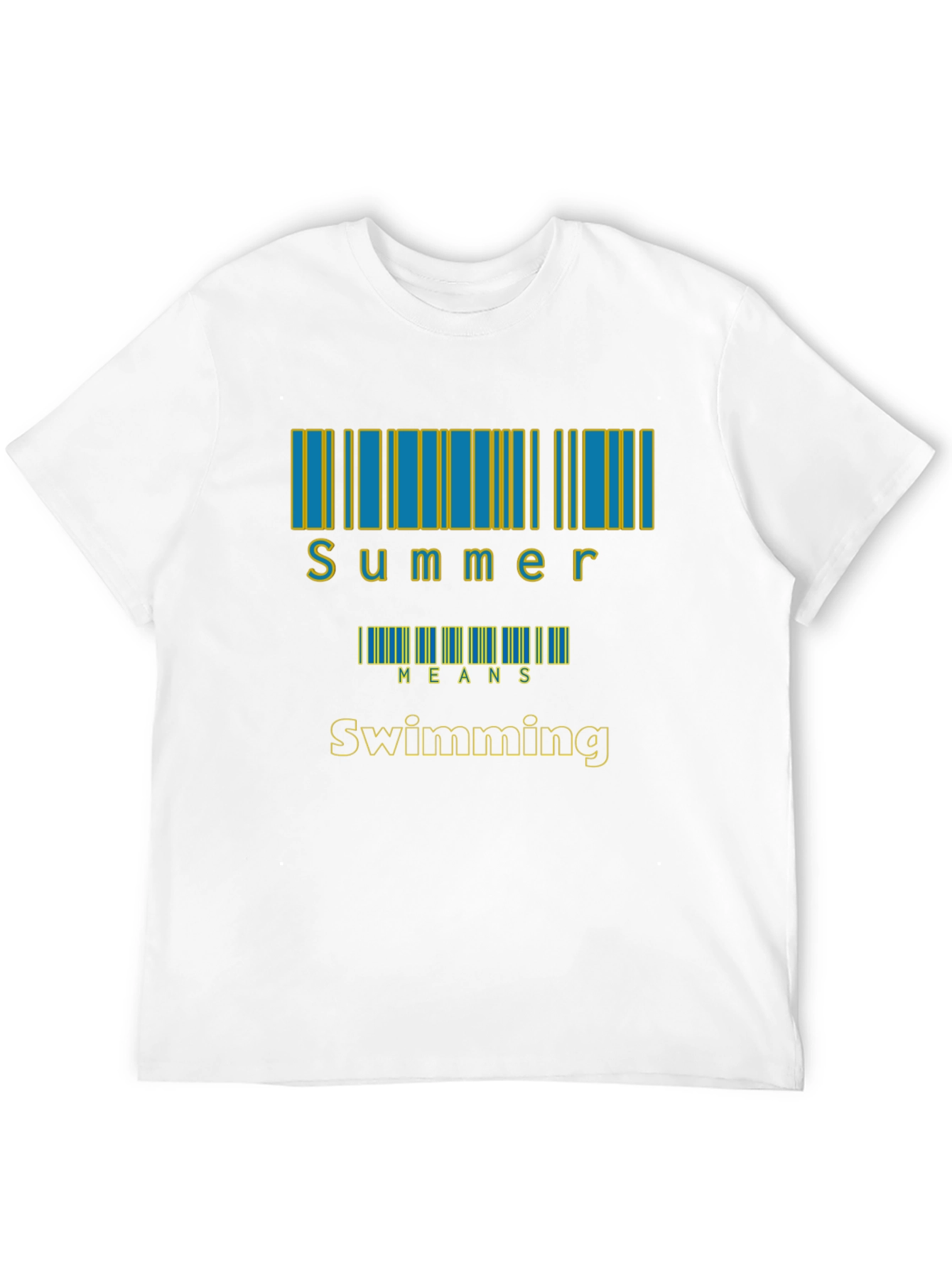 Black Summer Swimming T-Shirt, Barcode Design view 12