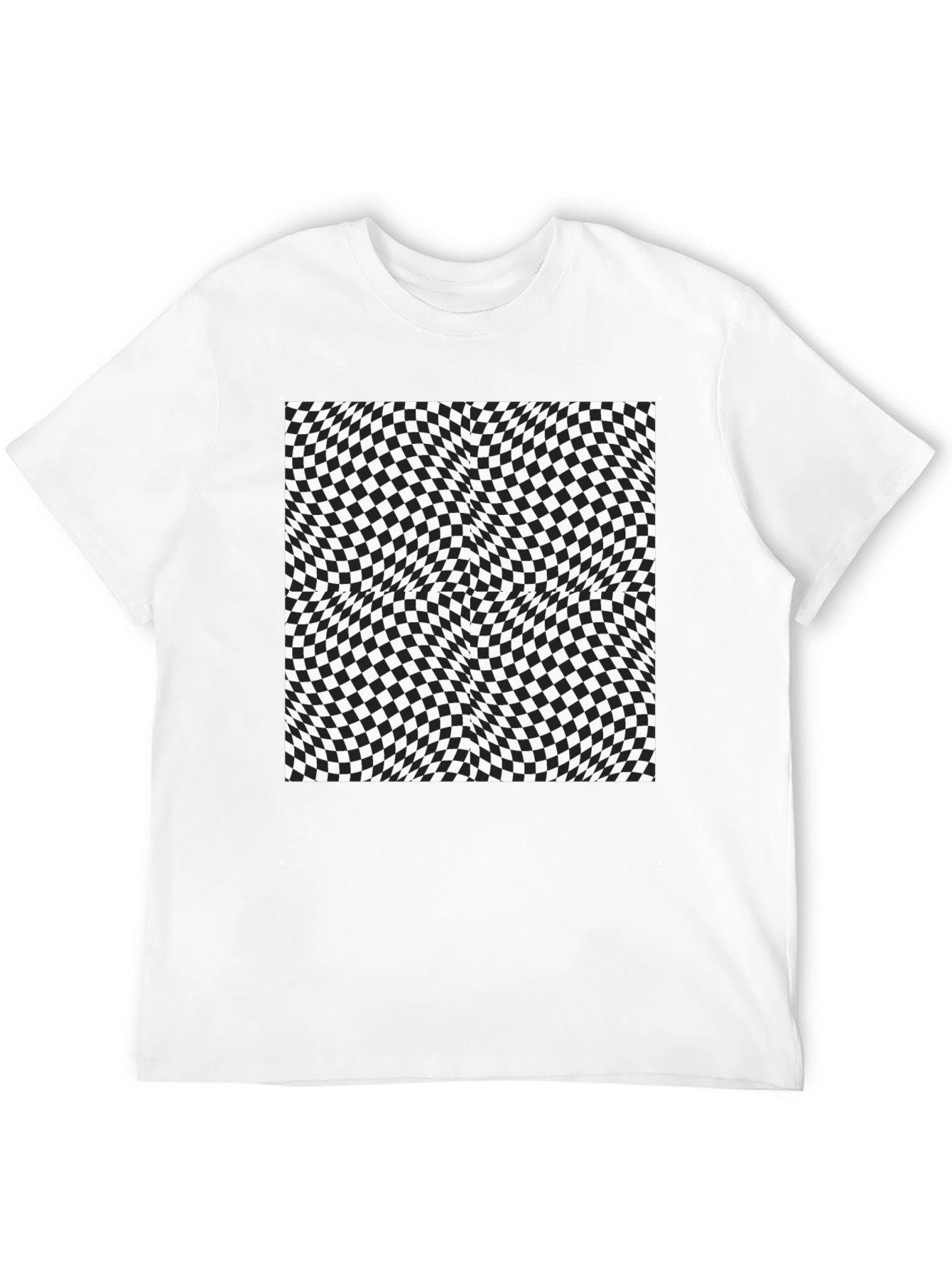 Black Optical Illusion Checkerboard Tee view 12