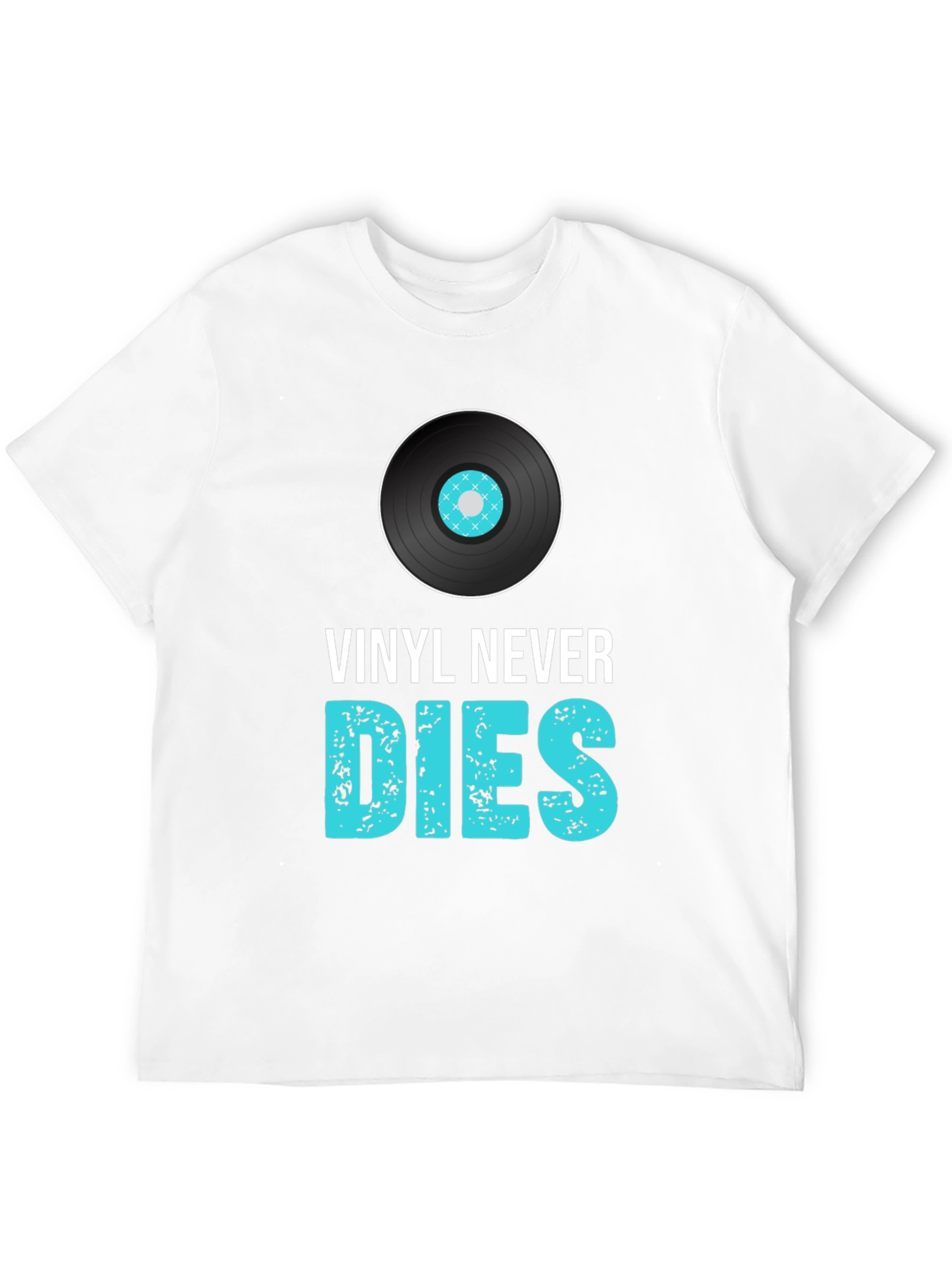 Black Vinyl Never Dies Graphic Tee - Music Lover T-Shirt view 12