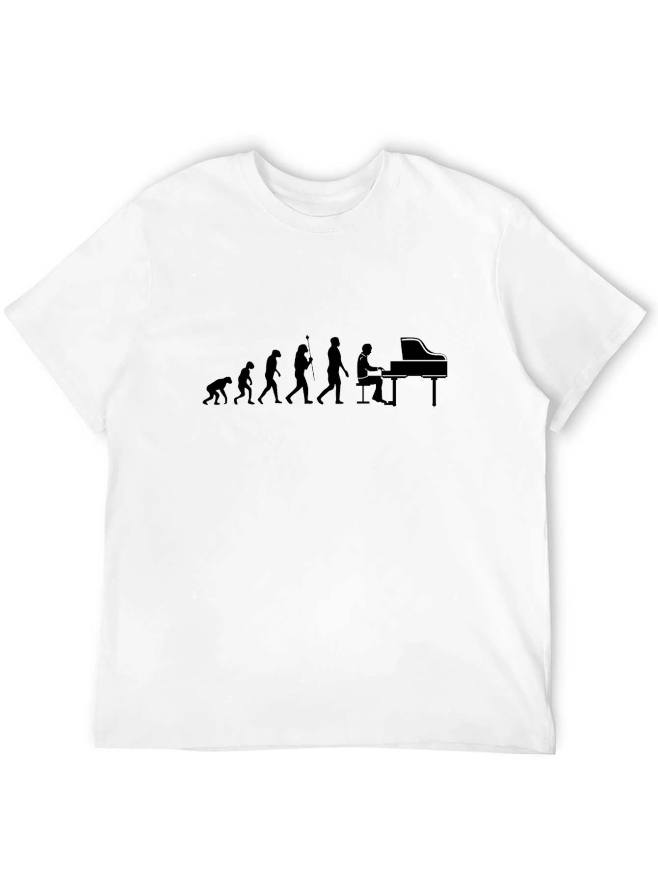 Black Evolution of Music T-Shirt - Piano Player view 12