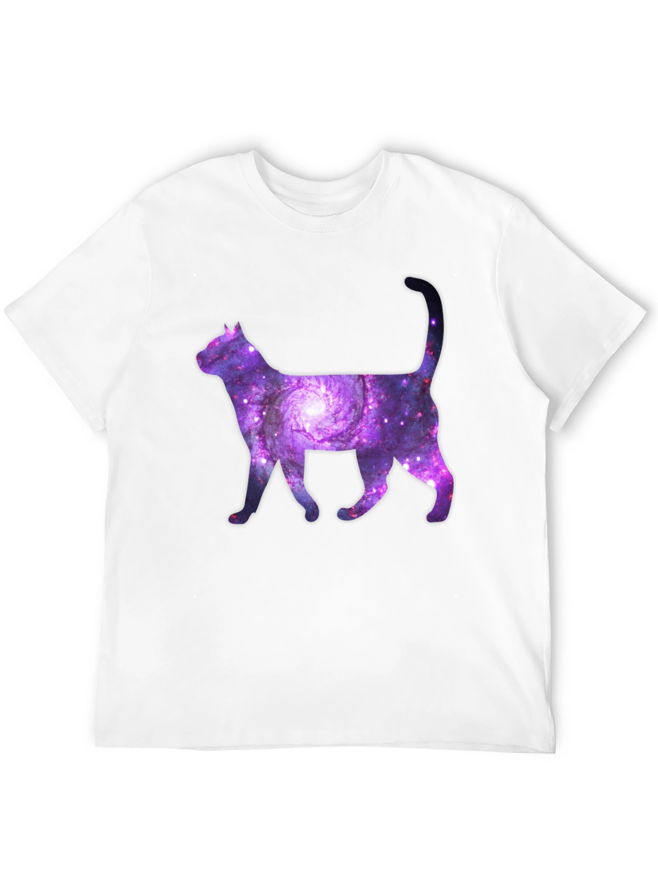 Black Galaxy Cat Graphic Tee - Trendy Space Design view 12