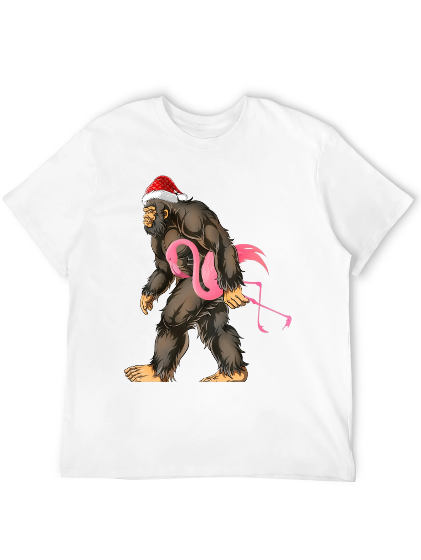 Black Bigfoot Santa Flamingo T-Shirt view 12