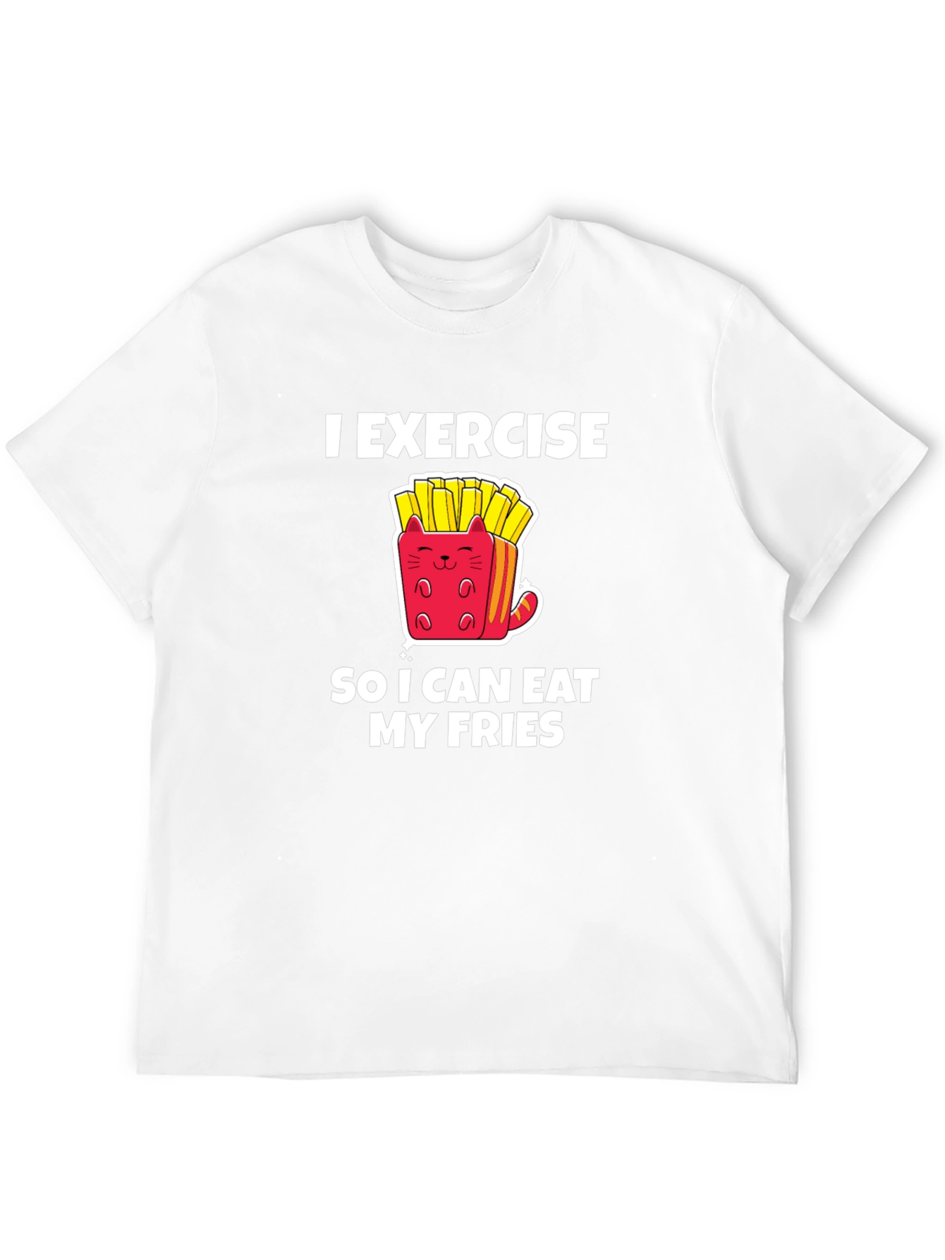 Black Exercise Eat Fries Black T-Shirt view 12